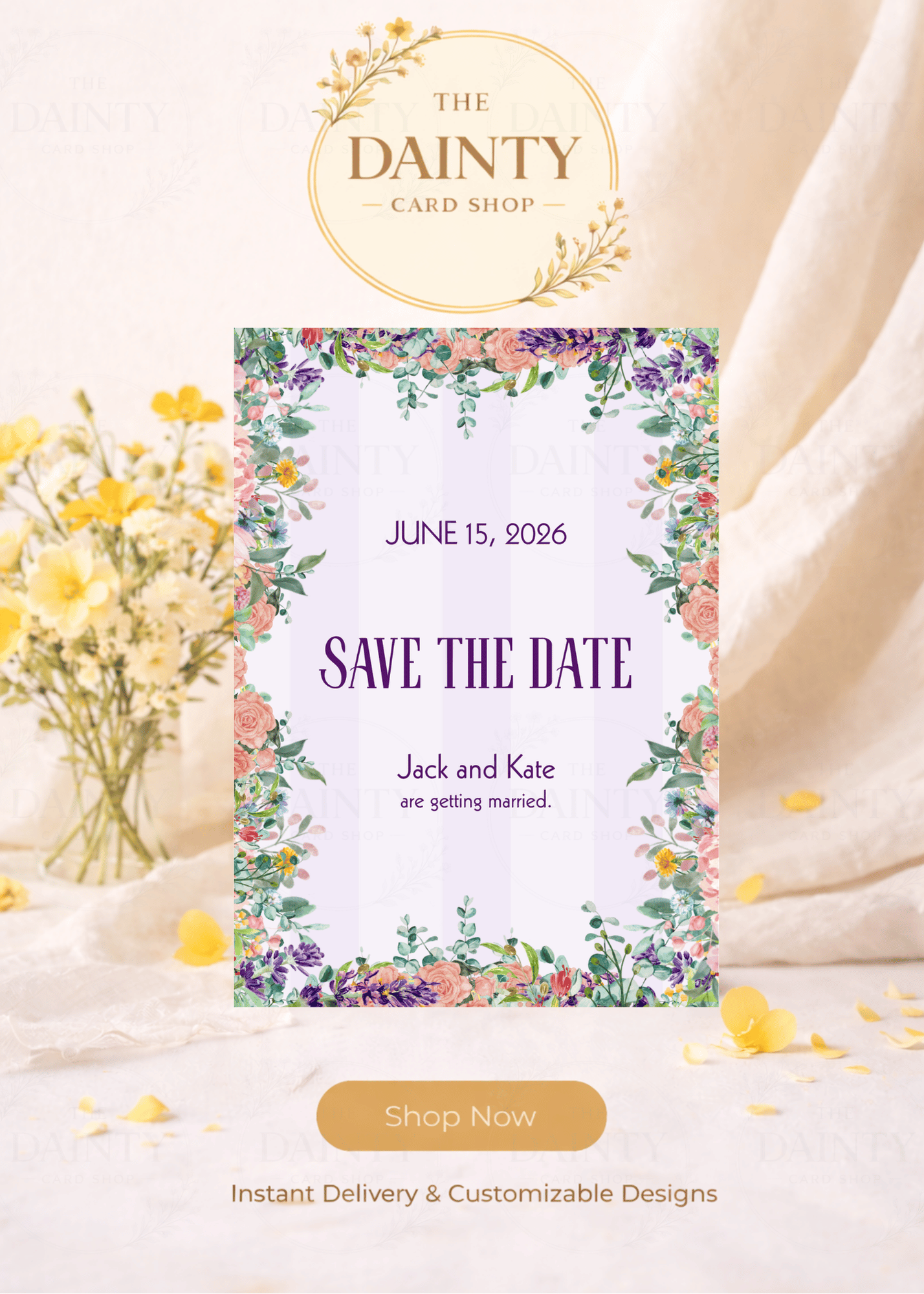 Lavender love | Save the date Editable Digital Invitation Template | Canva Invitation | Printable & WhatsApp Invite | Instant Download