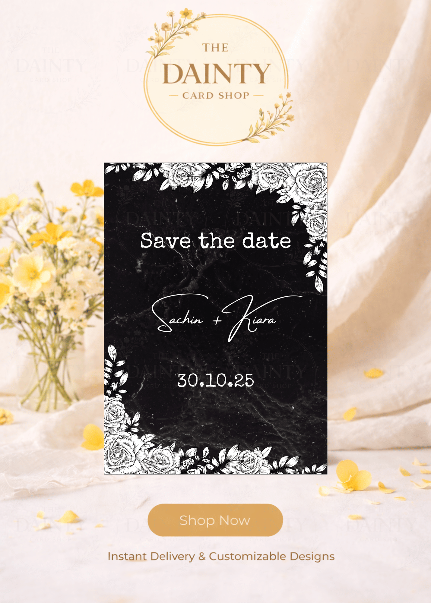B&W | Save the date Editable Digital Invitation Template | Canva Invitation | Printable & WhatsApp Invite | Instant Download