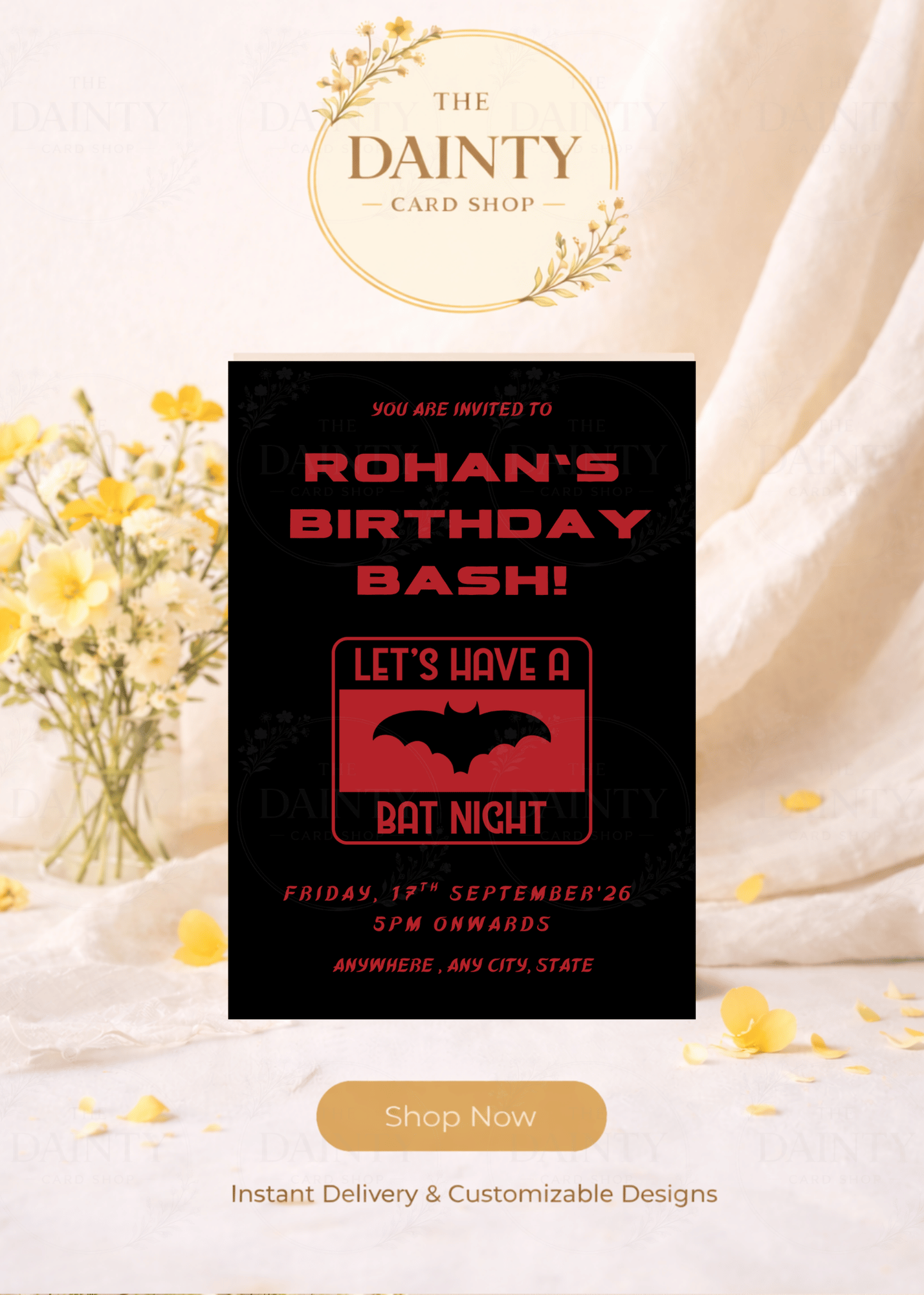 I'm batman | Birthday party Editable Digital Invitation Template | Canva Invitation | Printable & WhatsApp Invite | Instant Download