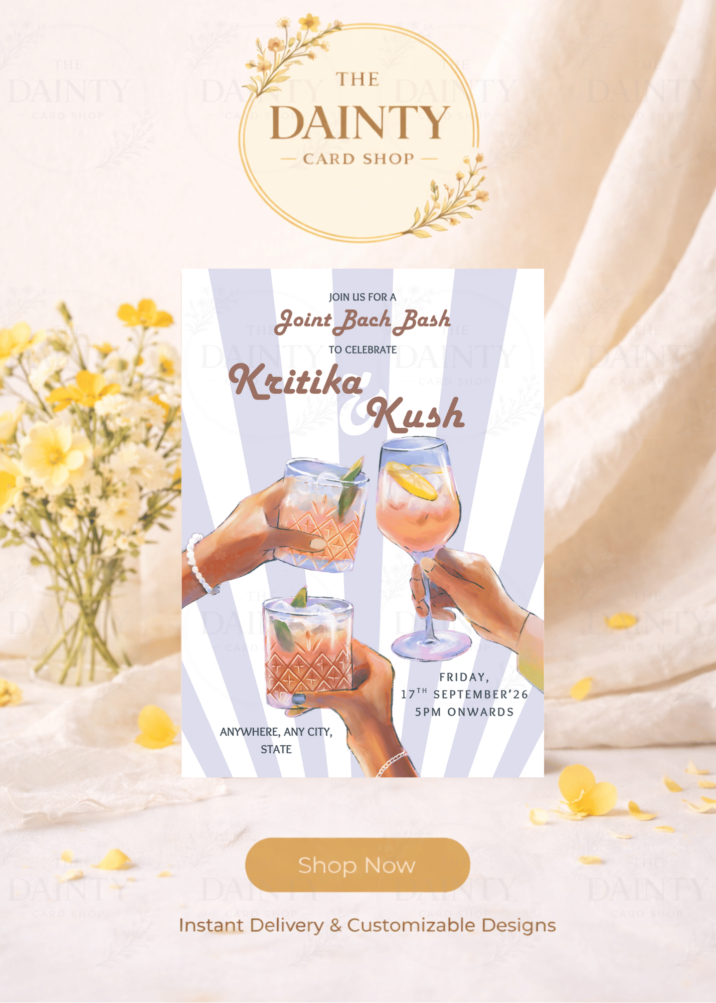 Let's celebrate | Bach bash Editable Digital Invitation Template | Canva Invitation | Printable & WhatsApp Invite | Instant Download