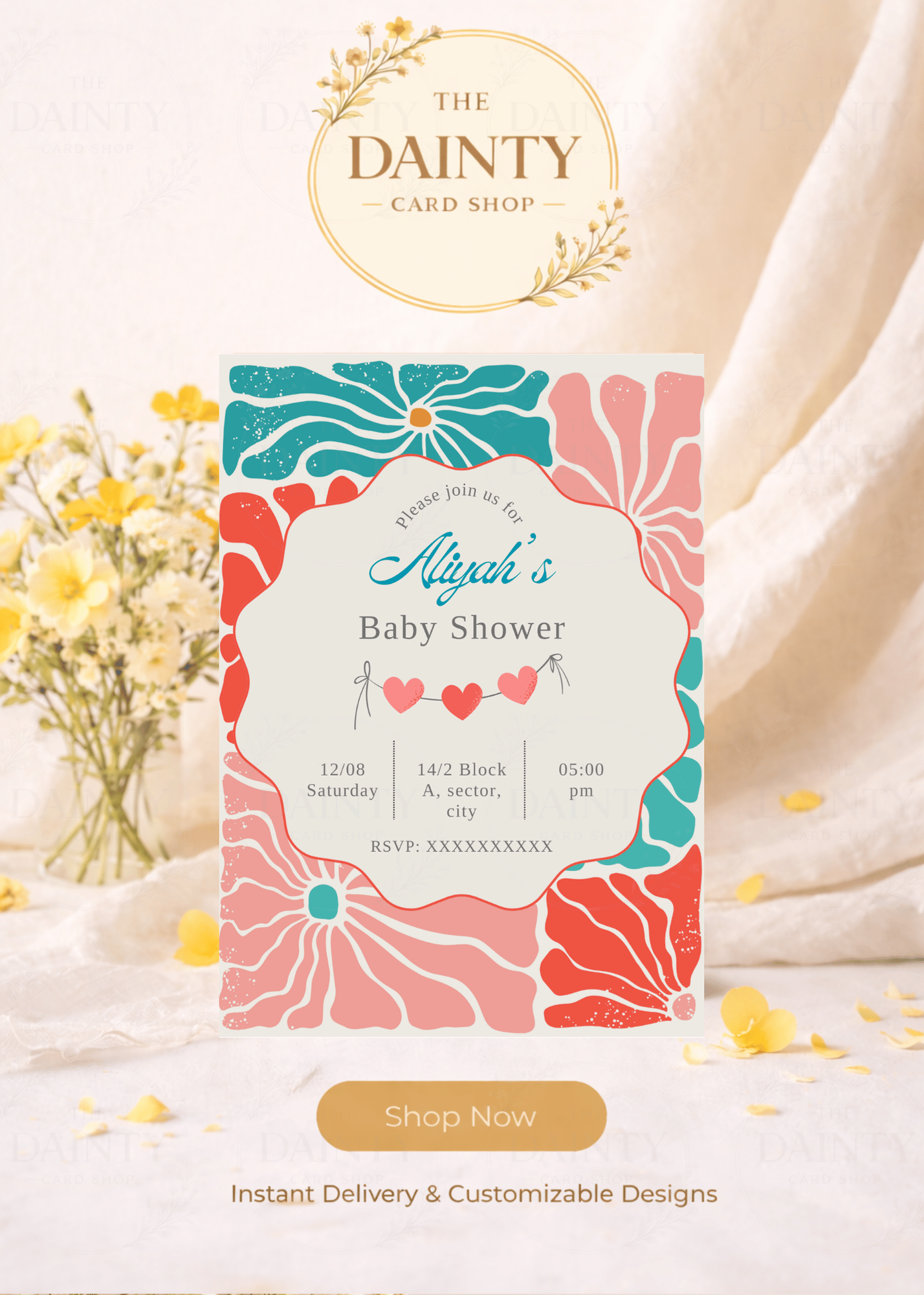 Hippie Soul | Baby Shower Editable Digital Invitation Template | Canva Invitation | Printable & WhatsApp Invite | Instant Download