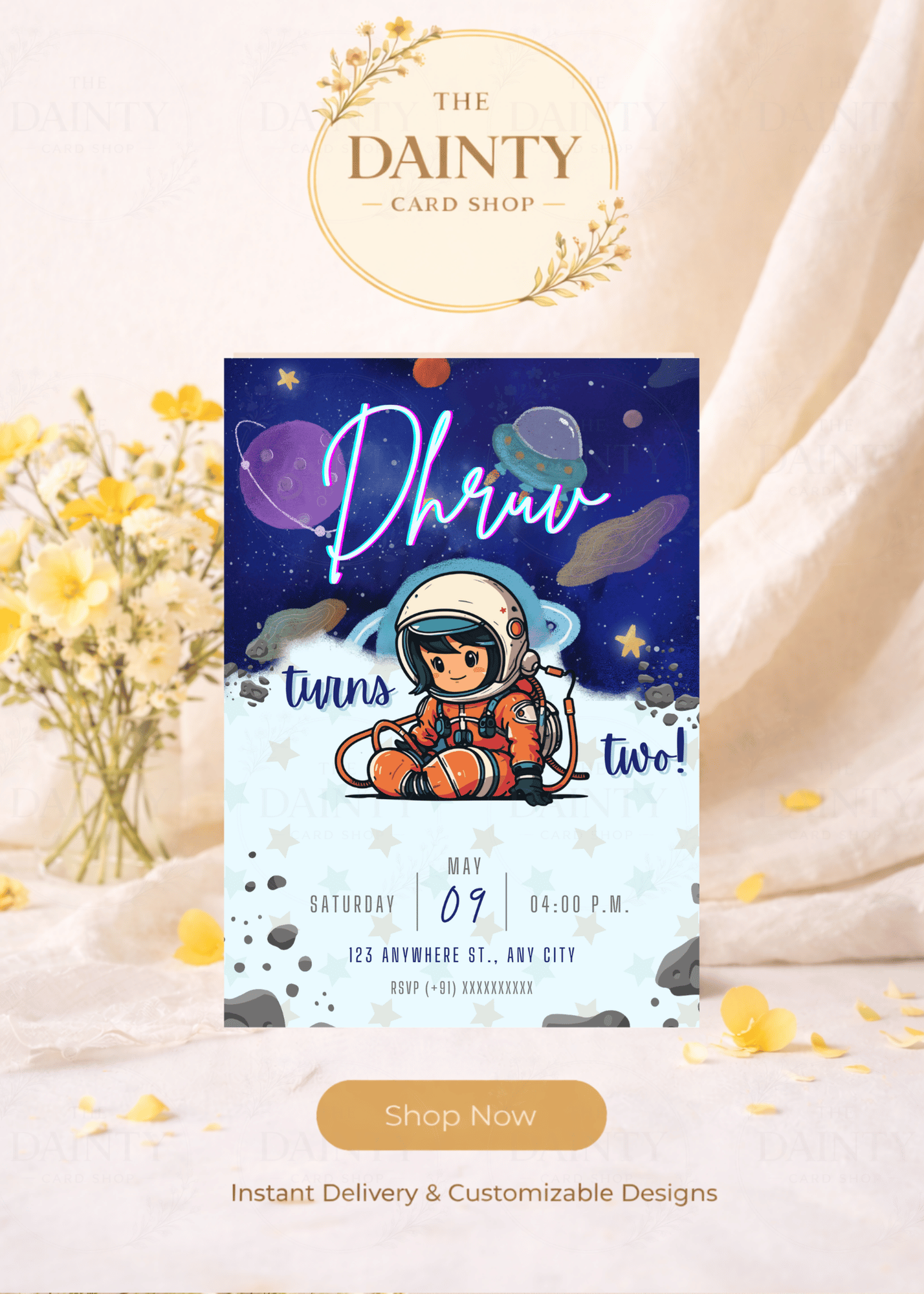 Spaced out | Birthday party Editable Digital Invitation Template | Canva Invitation | Printable & WhatsApp Invite | Instant Download