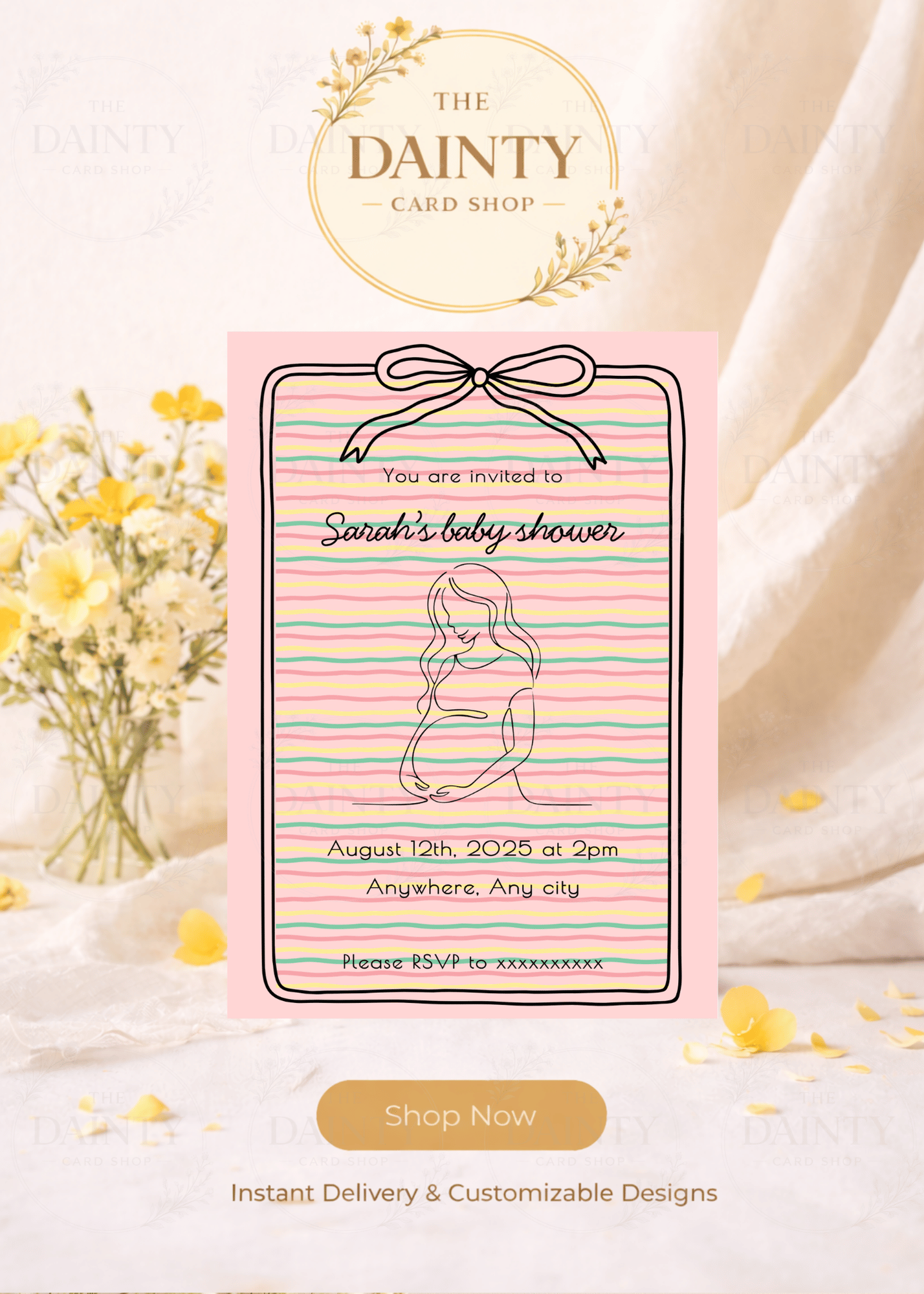 Baby bump | Baby shower Editable Digital Invitation Template | Canva Invitation | Printable & WhatsApp Invite | Instant Download
