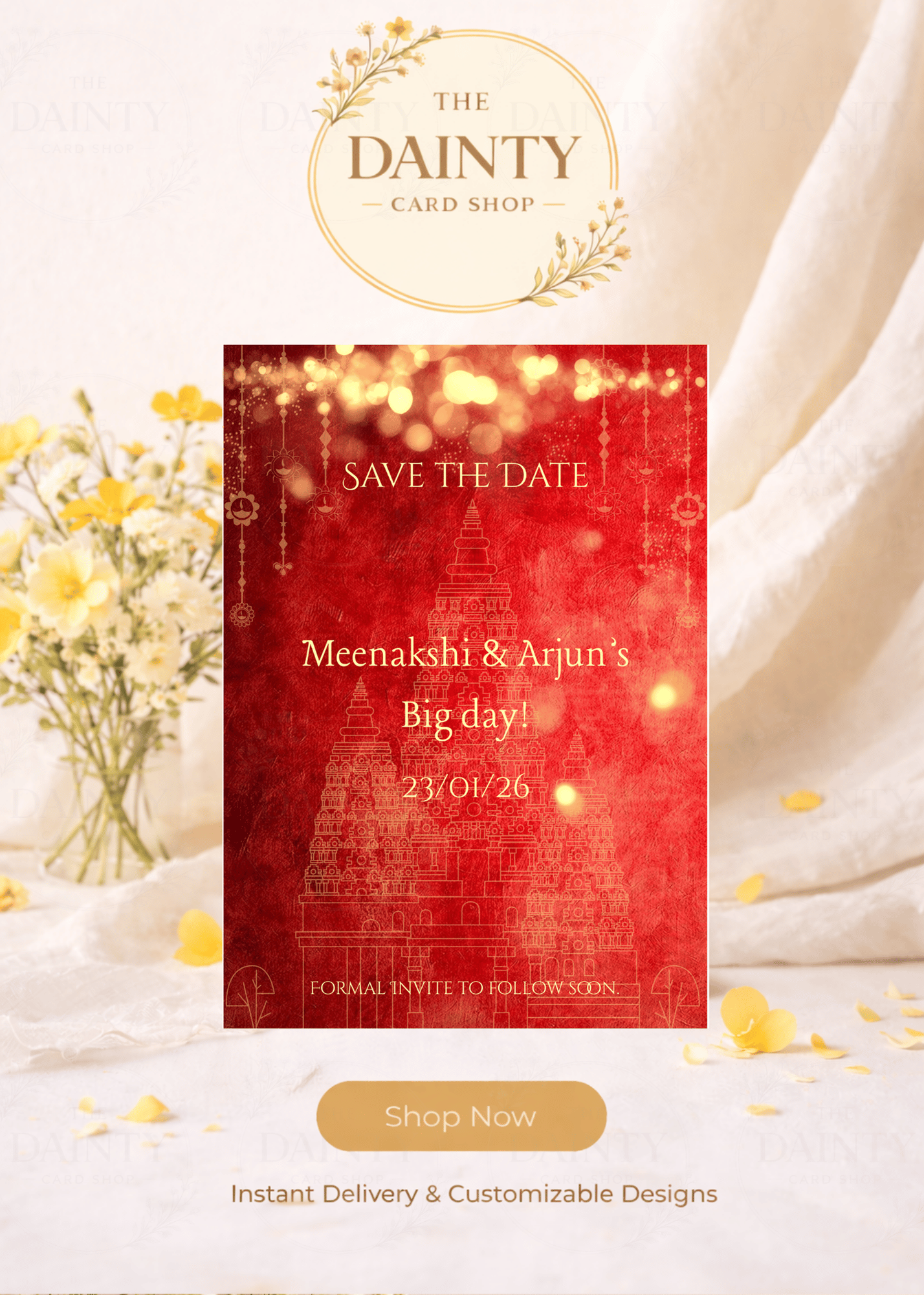 Traditional charm | Save the date Editable Digital Invitation Template | Canva Invitation | Printable & WhatsApp Invite | Instant Download