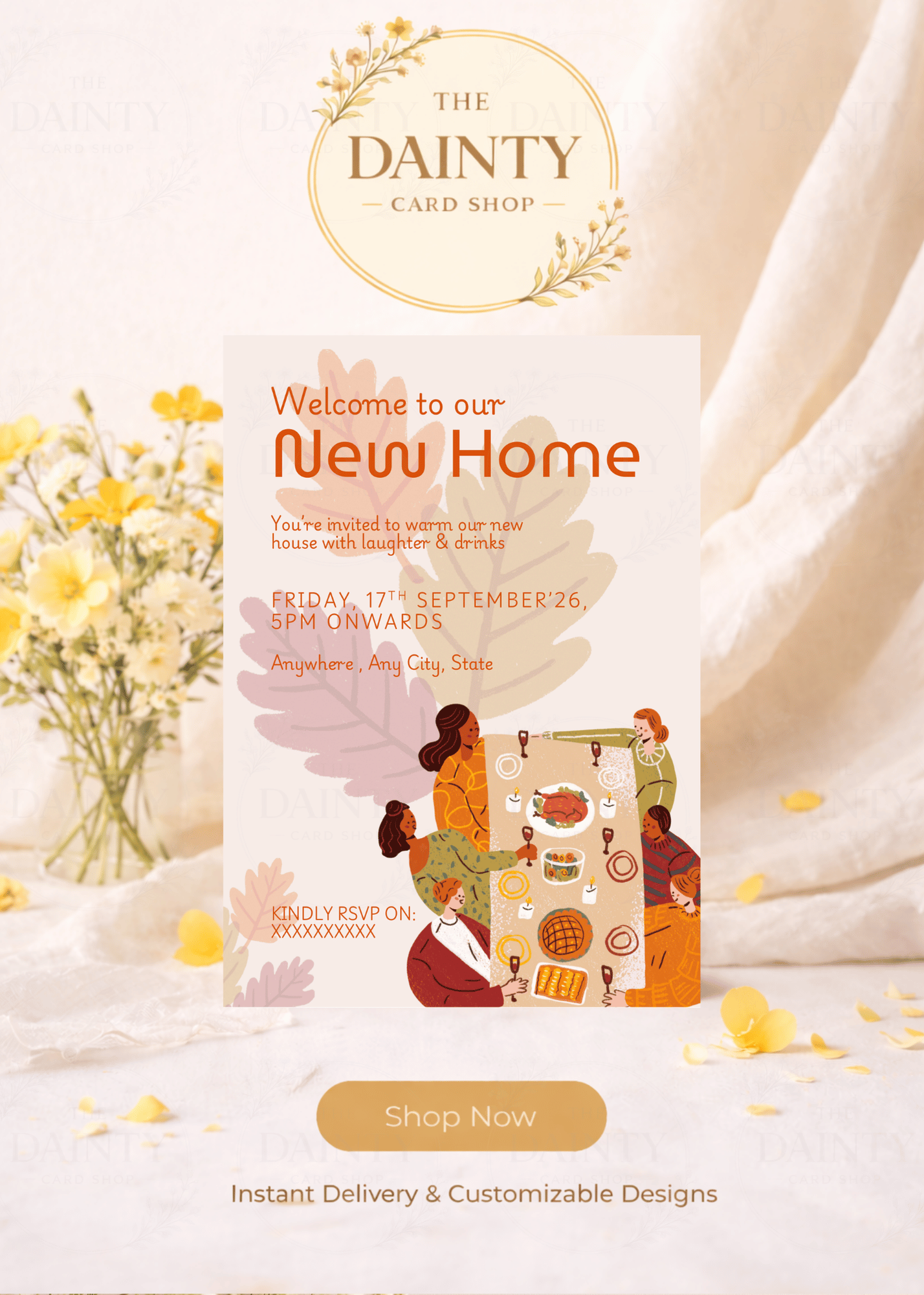 Warm tones | Housewarming party Editable Digital Invitation Template | Canva Invitation | Printable & WhatsApp Invite | Instant Download