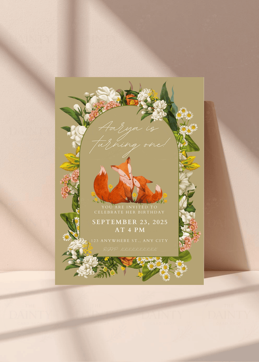 Baby fox | Birthday Party Editable Digital Invitation Template | Canva Invitation | Printable & WhatsApp Invite | Instant Download