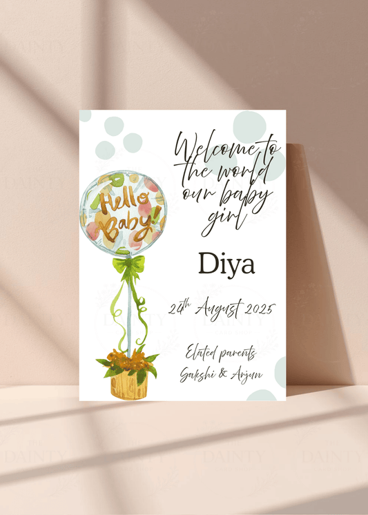 Balloon | Birth announcement Editable Digital Invitation Template | Canva Invitation | Printable & WhatsApp Invite | Instant Download