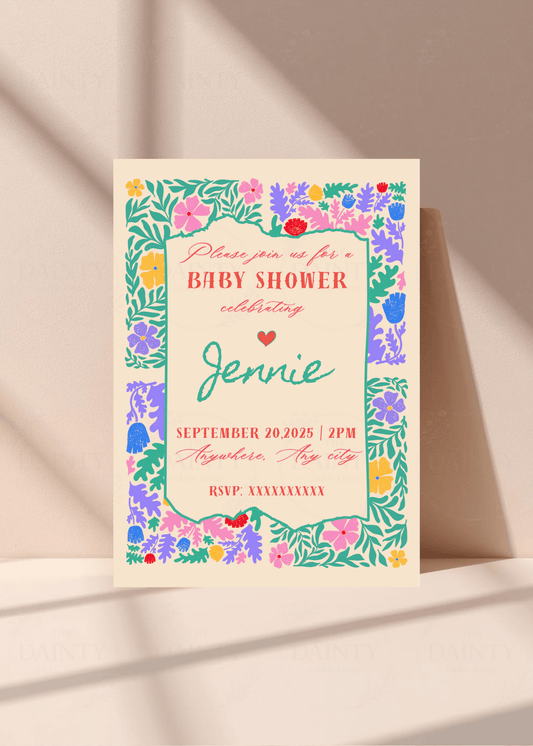 Flower galore | Baby shower Editable Digital Invitation Template | Canva Invitation | Printable & WhatsApp Invite | Instant Download