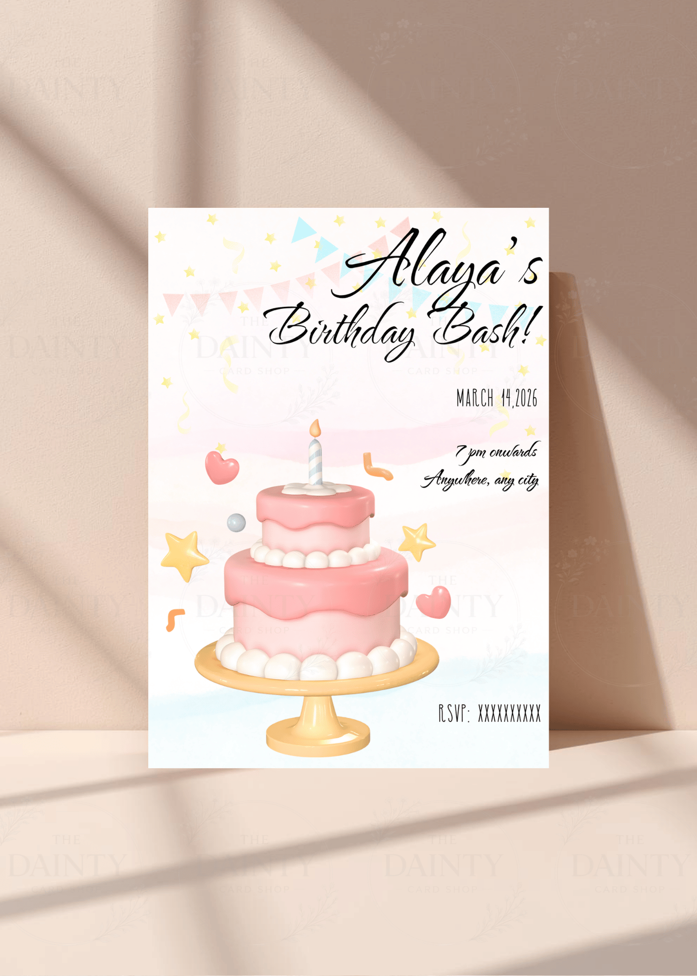 Pretty in pink | Birthday party Editable Digital Invitation Template | Canva Invitation | Printable & WhatsApp Invite | Instant Download