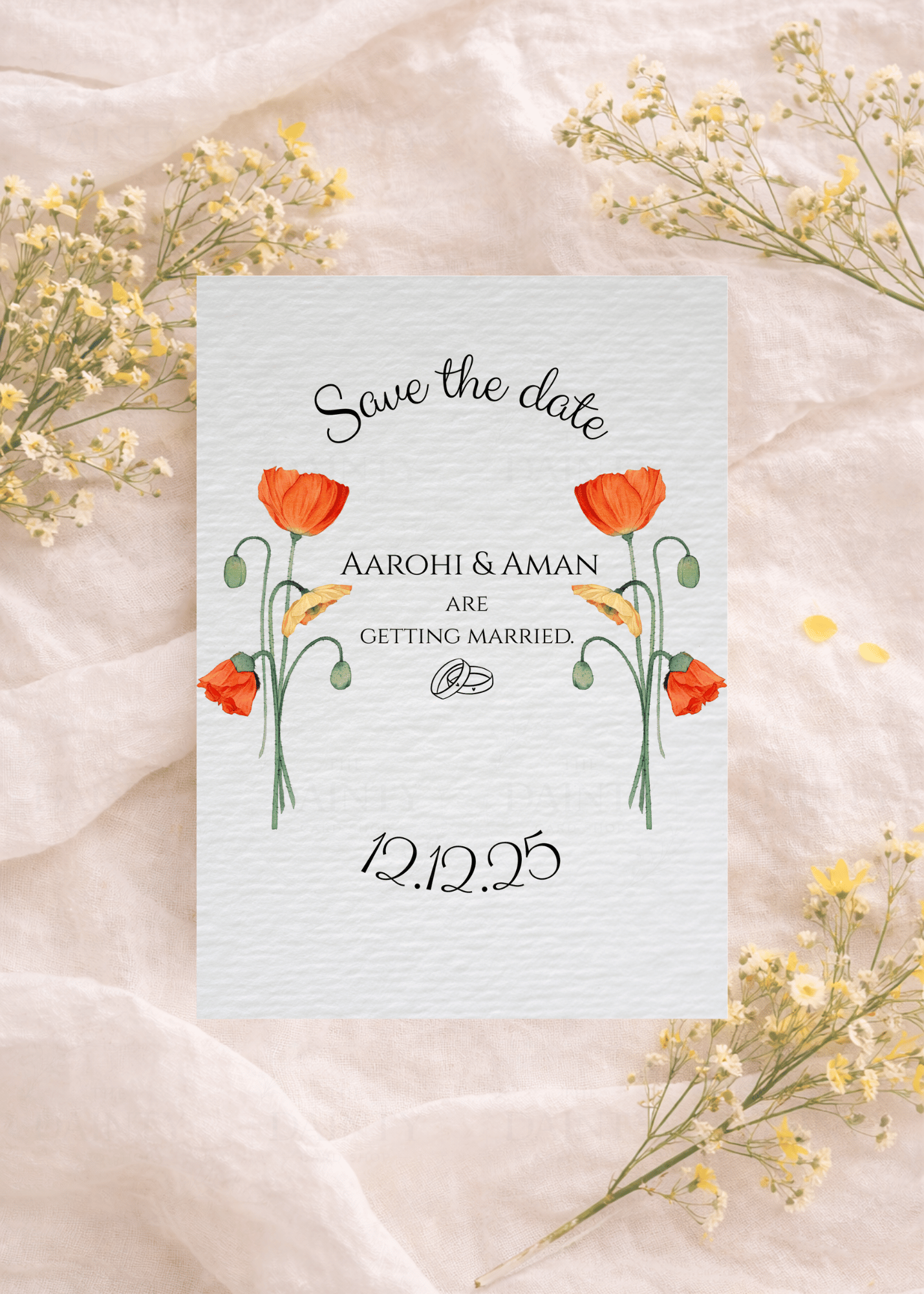 Poppies | Save the date Editable Digital Invitation Template | Canva Invitation | Printable & WhatsApp Invite | Instant Download