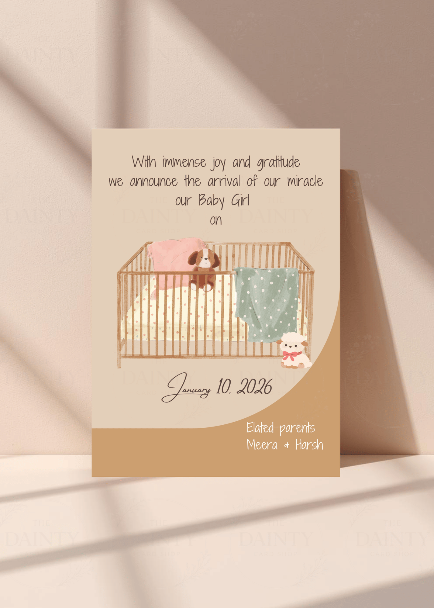 Baby crib | Birth announcement Editable Digital Invitation Template | Canva Invitation | Printable & WhatsApp Invite | Instant Download