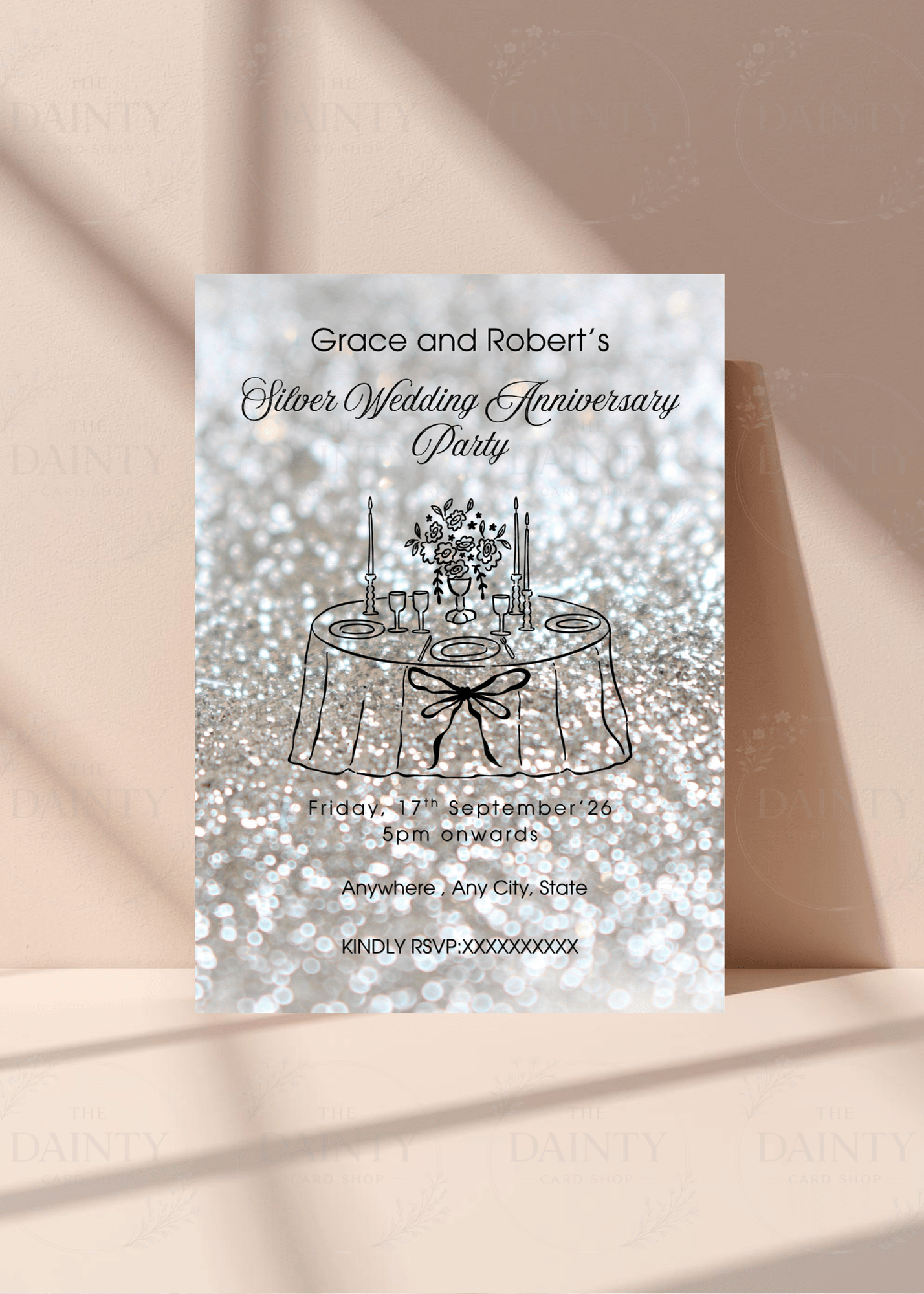 Glamorous 25 | Wedding anniversary party Invitation Template | Canva Invitation | Printable & WhatsApp Invite | Instant Download