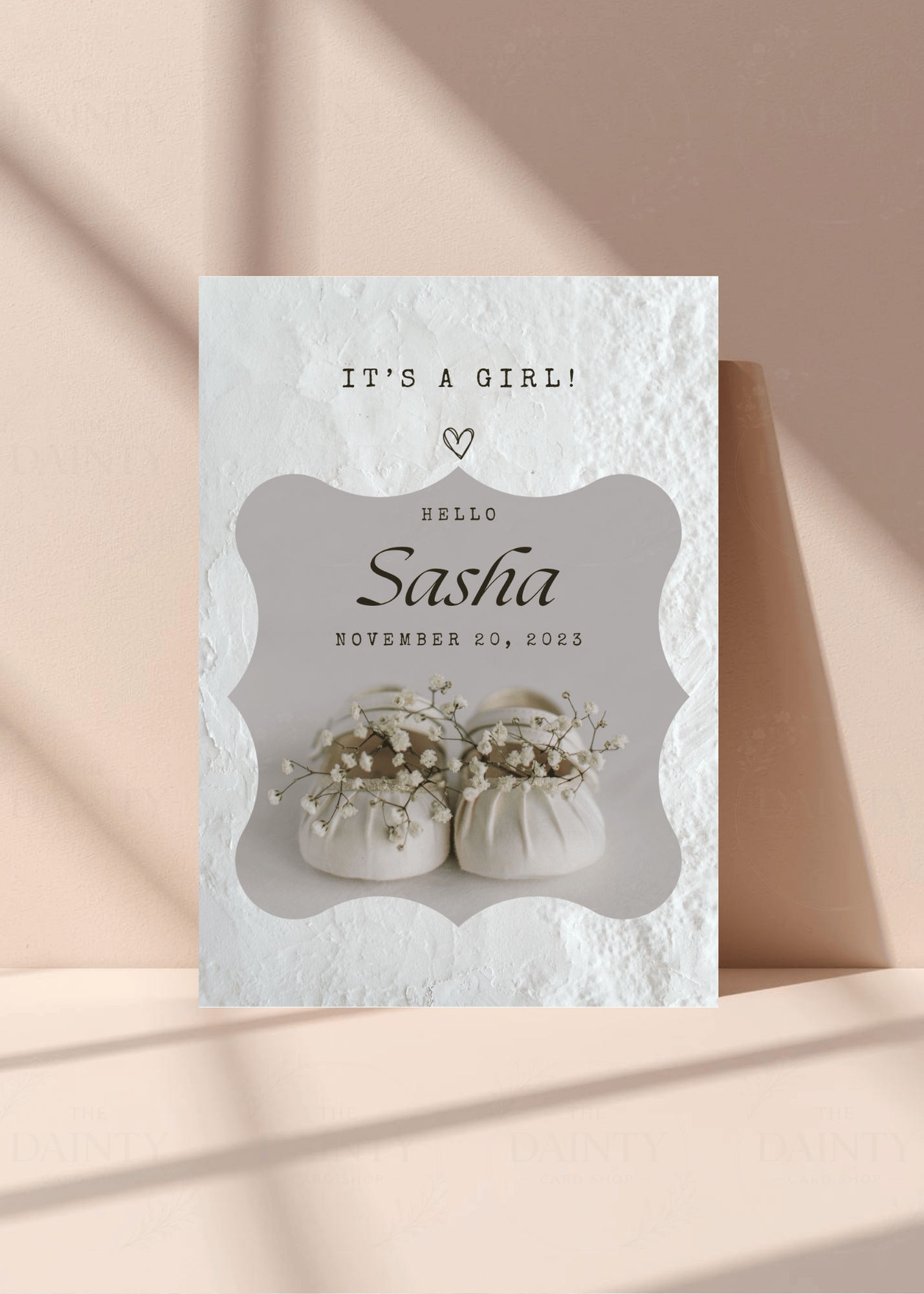 White minimalist girl | Birth announcement Editable Digital Invitation Template | Canva Invitation | Printable & WhatsApp Invite | Instant Download