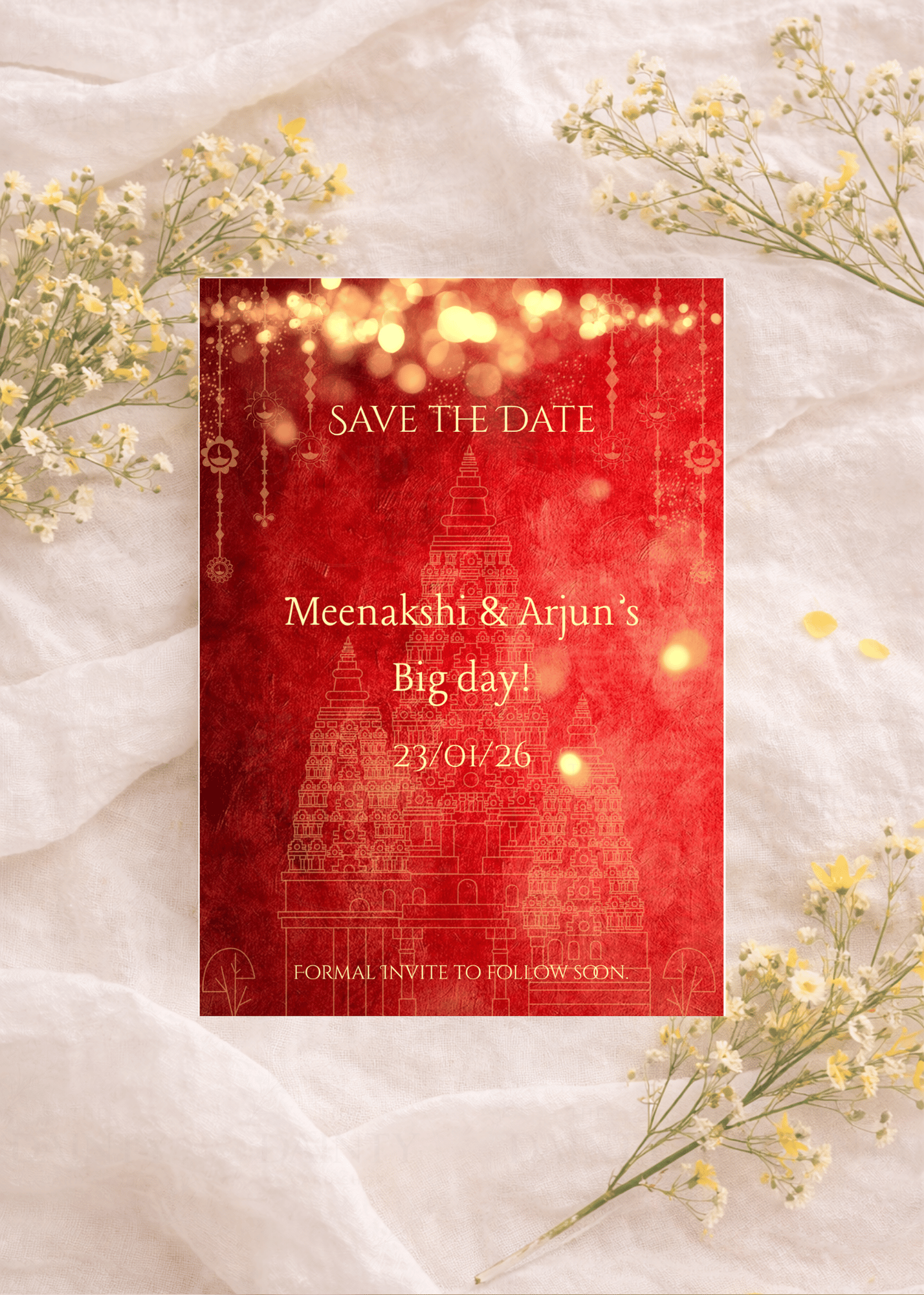 Traditional charm | Save the date Editable Digital Invitation Template | Canva Invitation | Printable & WhatsApp Invite | Instant Download