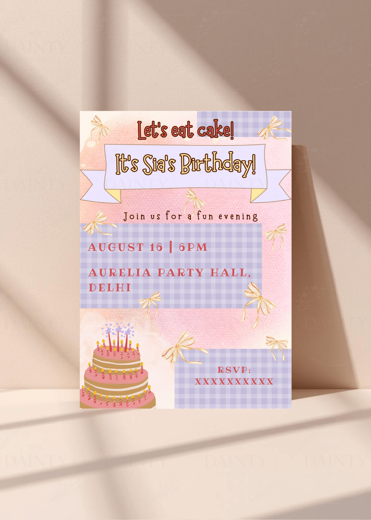 Gingham girl | Birthday party Editable Digital Invitation Template | Canva Invitation | Printable & WhatsApp Invite | Instant Download