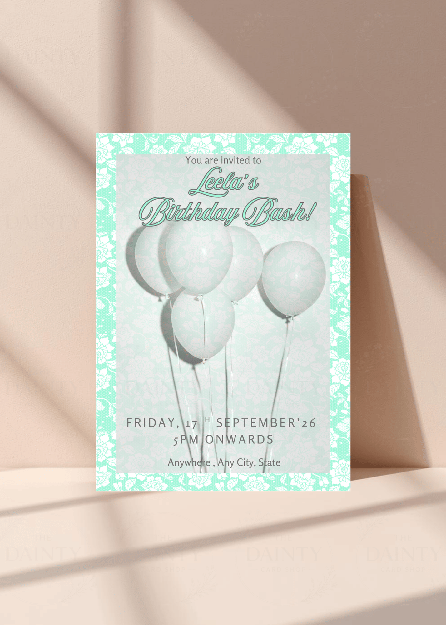 Tiffany | Birthday party Editable Digital Invitation Template | Canva Invitation | Printable & WhatsApp Invite | Instant Download