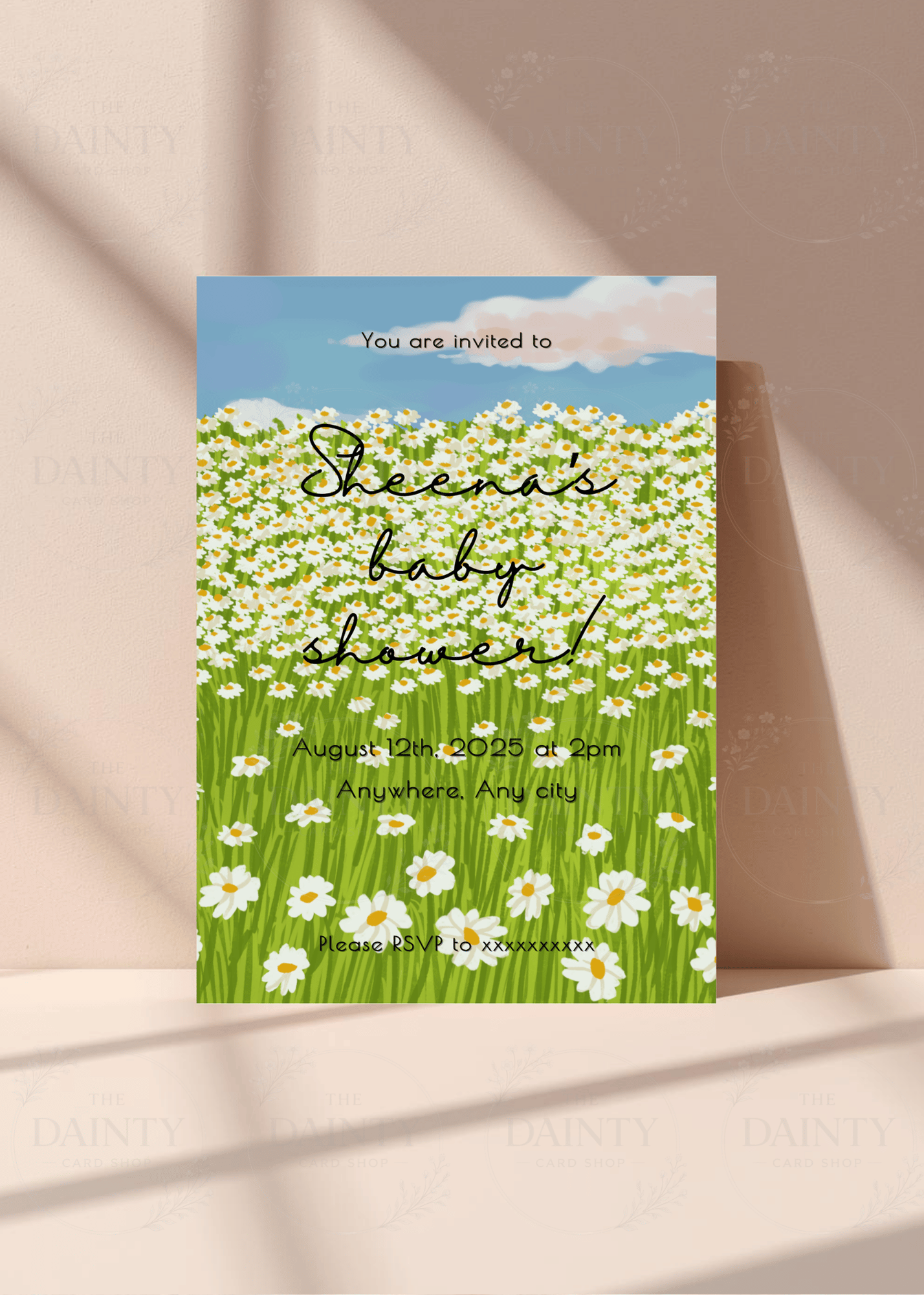 A field of daisies | Baby shower Editable Digital Invitation Template | Canva Invitation | Printable & WhatsApp Invite | Instant Download