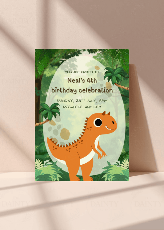 Dino | Birthday party Editable Digital Invitation Template | Canva Invitation | Printable & WhatsApp Invite | Instant Download