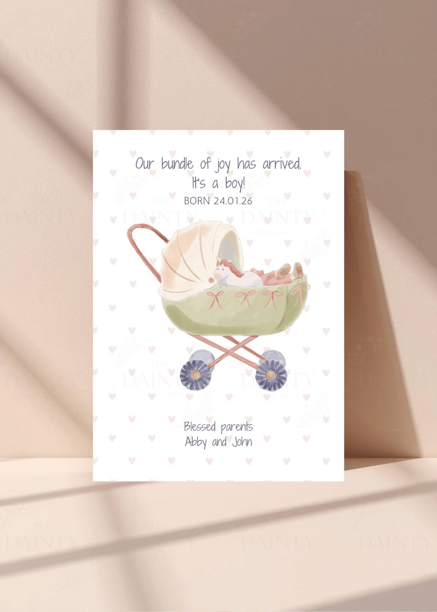Baby in a pram | Birth announcement Editable Digital Invitation Template | Canva Invitation | Printable & WhatsApp Invite | Instant Download