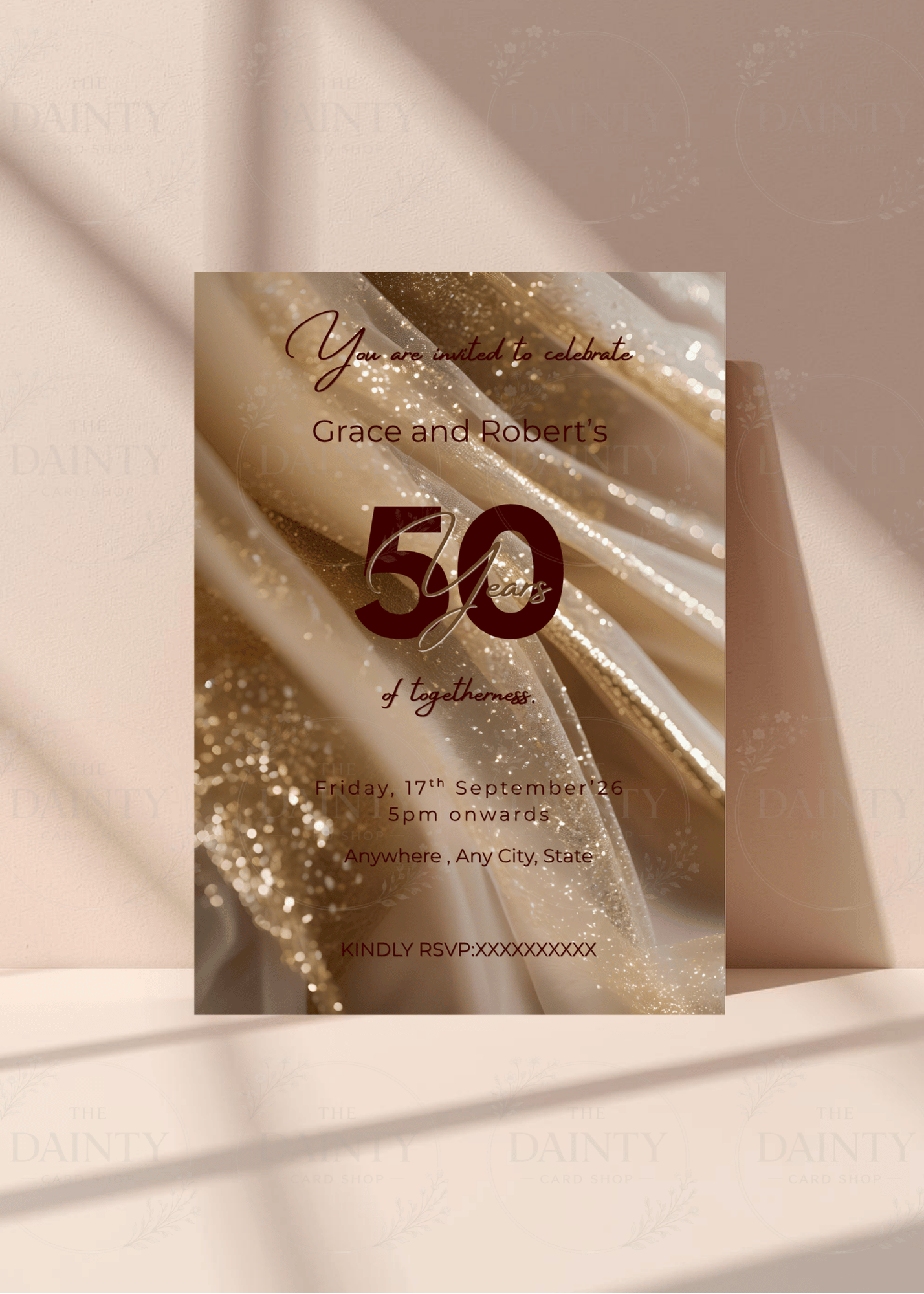 Glorious 50 | Wedding anniversary party Invitation Template | Canva Invitation | Printable & WhatsApp Invite | Instant Download