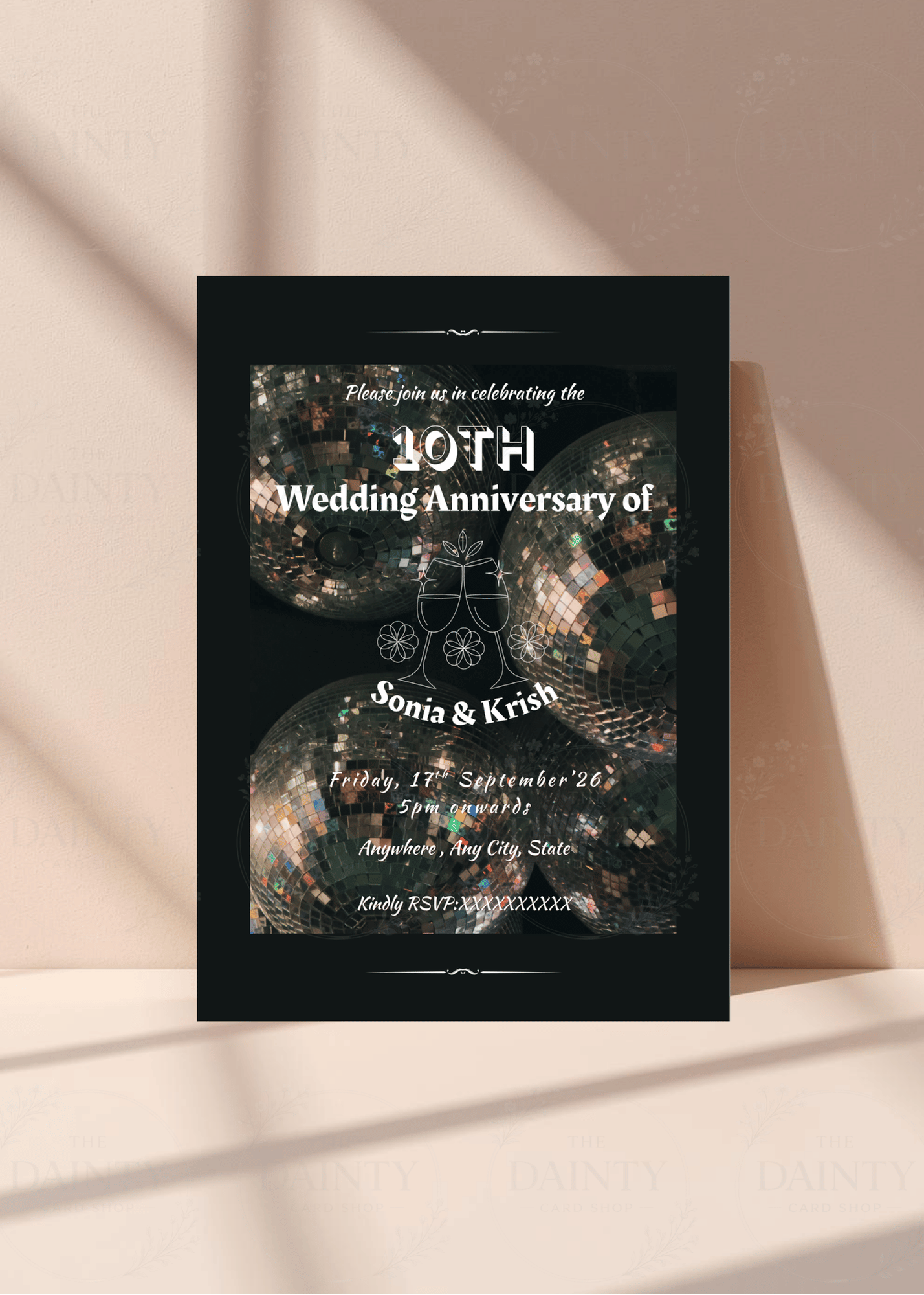 Disco days | Wedding anniversary party Invitation Template | Canva Invitation | Printable & WhatsApp Invite | Instant Download