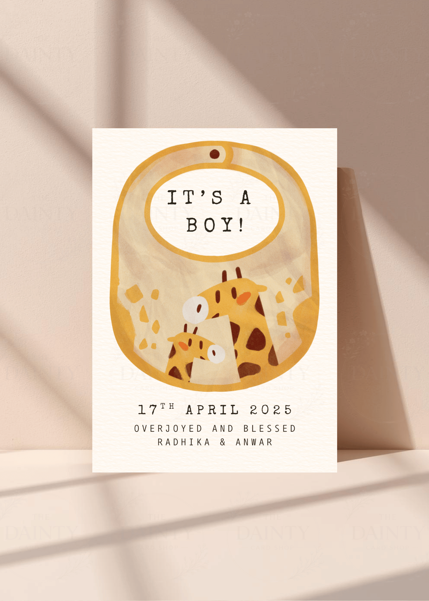 Giraffe bib | Birth announcement Editable Digital Invitation Template | Canva Invitation | Printable & WhatsApp Invite | Instant Download