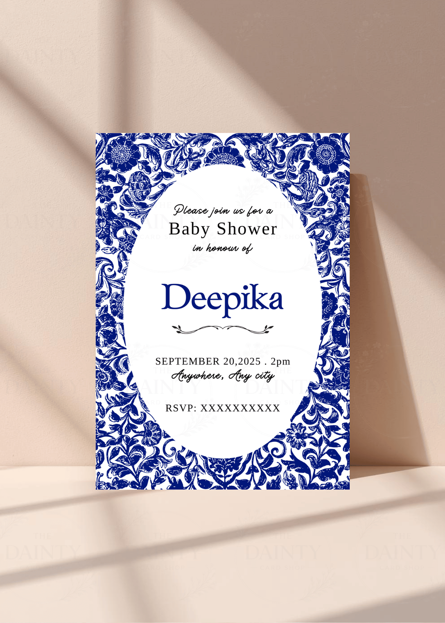 Dainty blue | Baby shower Editable Digital Invitation Template | Canva Invitation | Printable & WhatsApp Invite | Instant Download