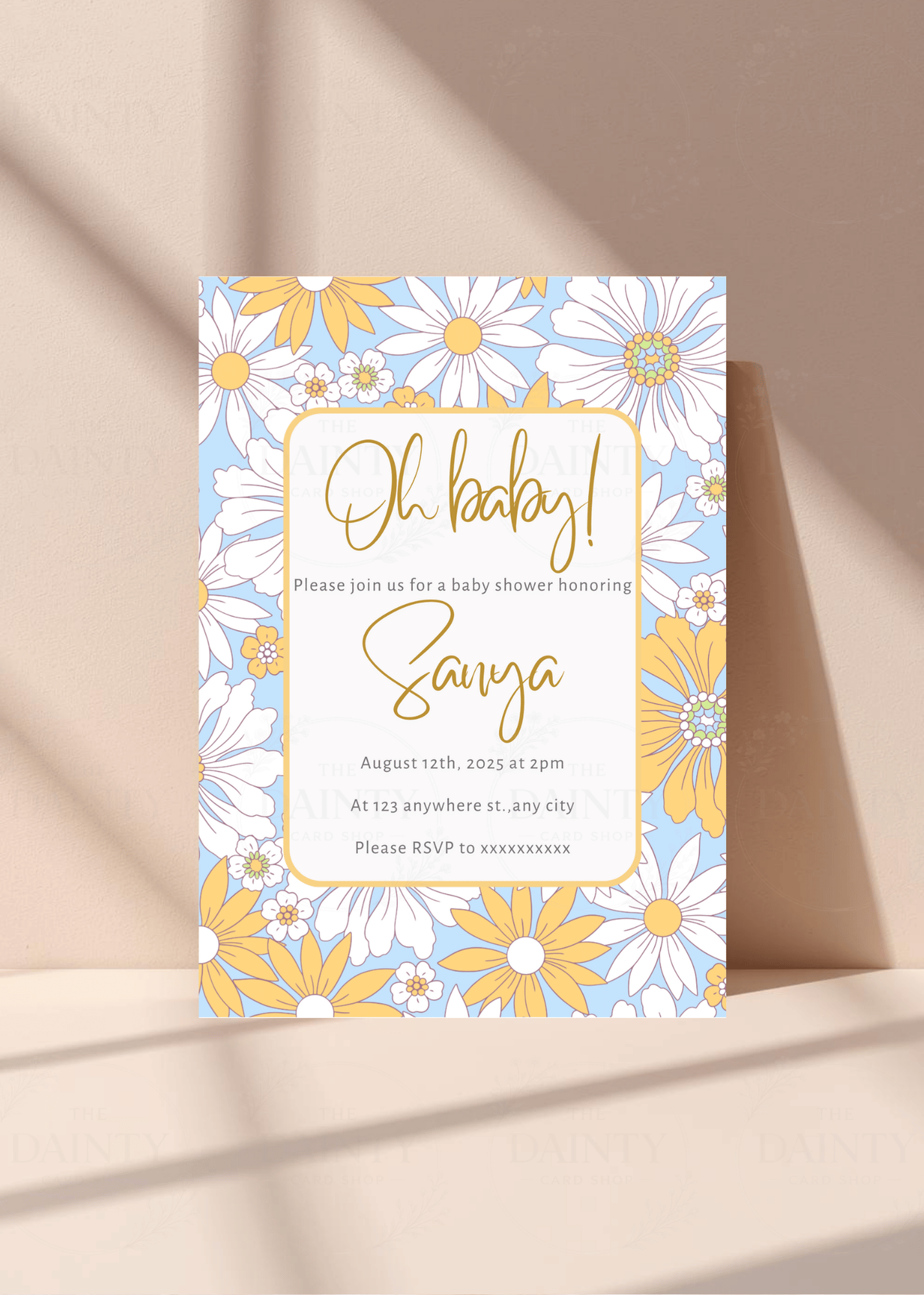 Daisy | Baby shower Editable Digital Invitation Template | Canva Invitation | Printable & WhatsApp Invite | Instant Download
