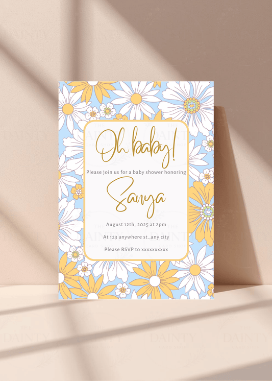 Daisy | Baby shower Editable Digital Invitation Template | Canva Invitation | Printable & WhatsApp Invite | Instant Download