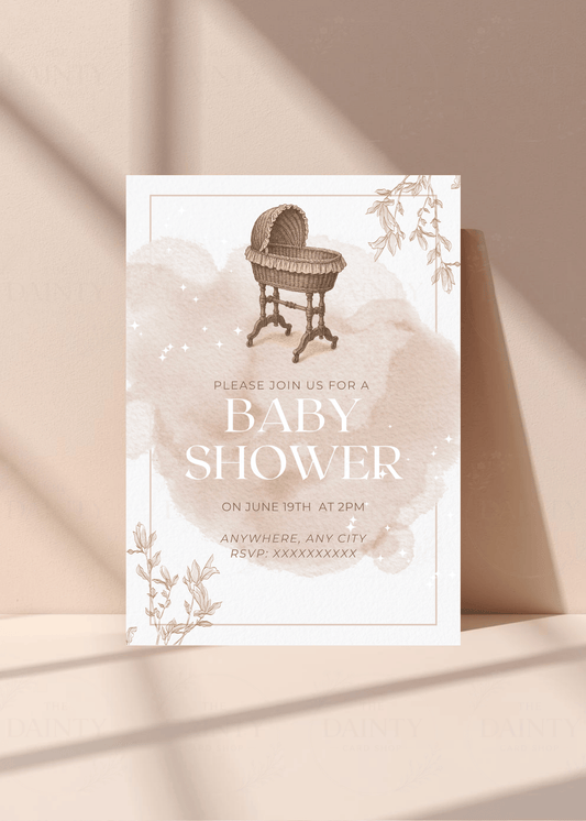 Beige elegance | Baby shower Editable Digital Invitation Template | Canva Invitation | Printable & WhatsApp Invite | Instant Download