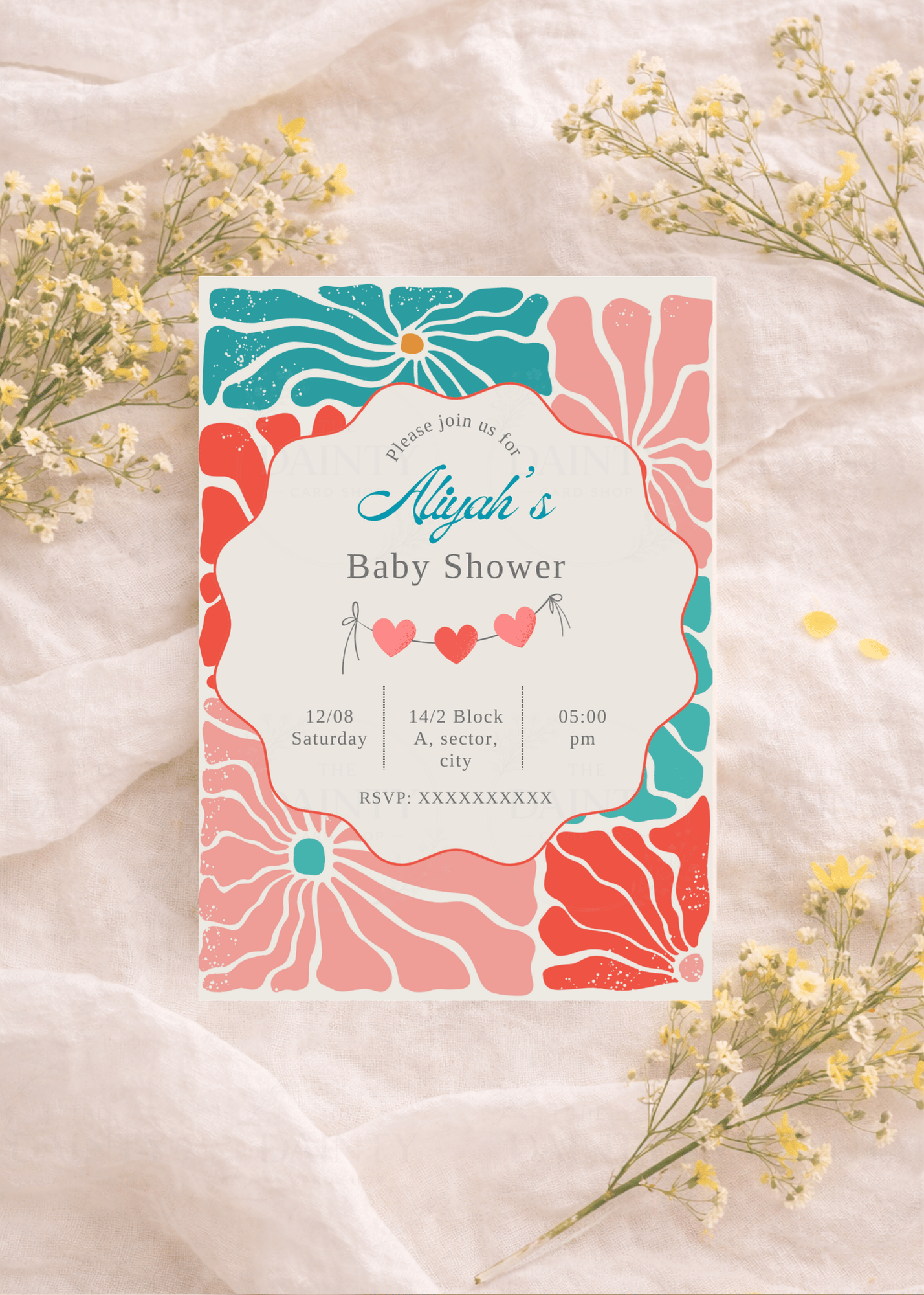 Hippie Soul | Baby Shower Editable Digital Invitation Template | Canva Invitation | Printable & WhatsApp Invite | Instant Download