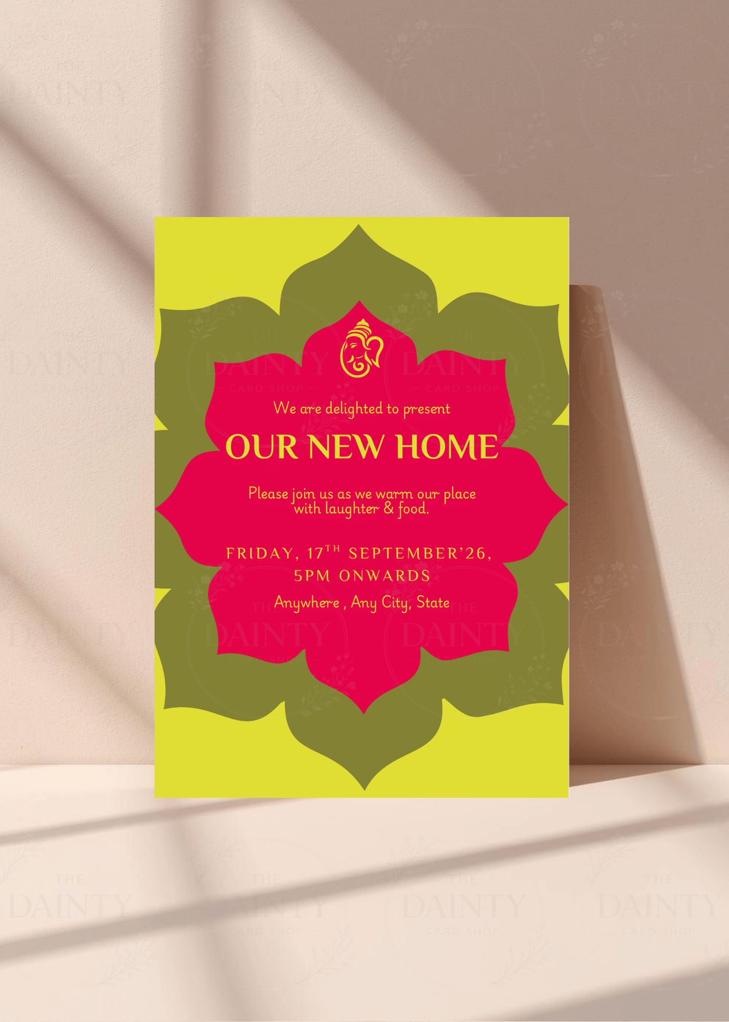 Vibrant Ganesha | Housewarming party Editable Digital Invitation Template | Canva Invitation | Printable & WhatsApp Invite | Instant Download