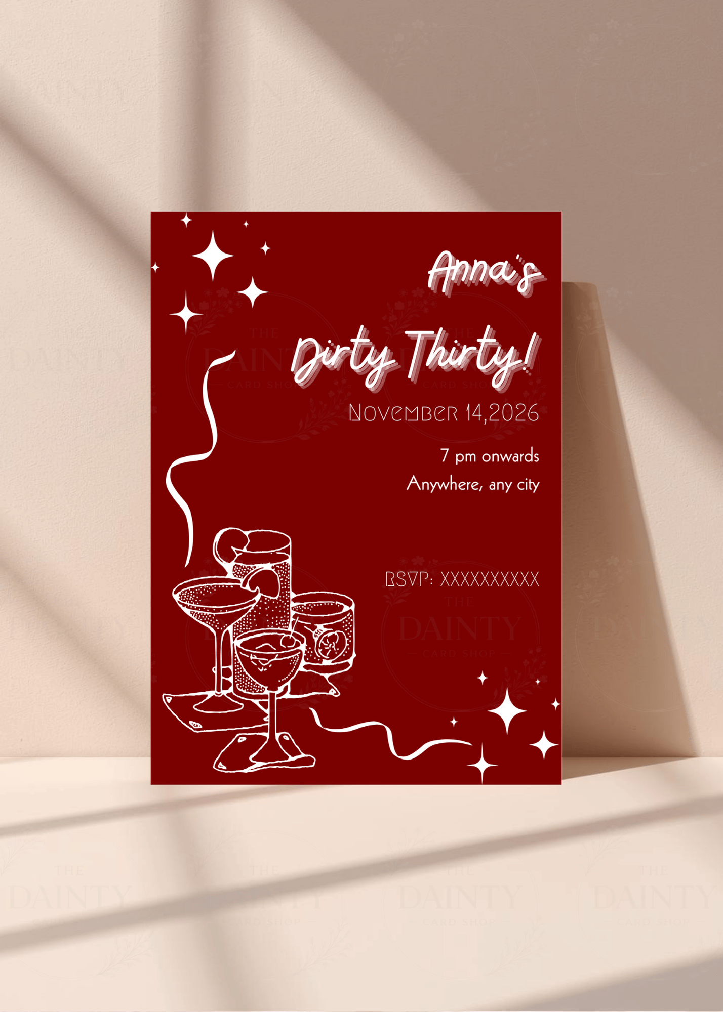 Dirty 30 | Birthday party Editable Digital Invitation Template | Canva Invitation | Printable & WhatsApp Invite | Instant Download