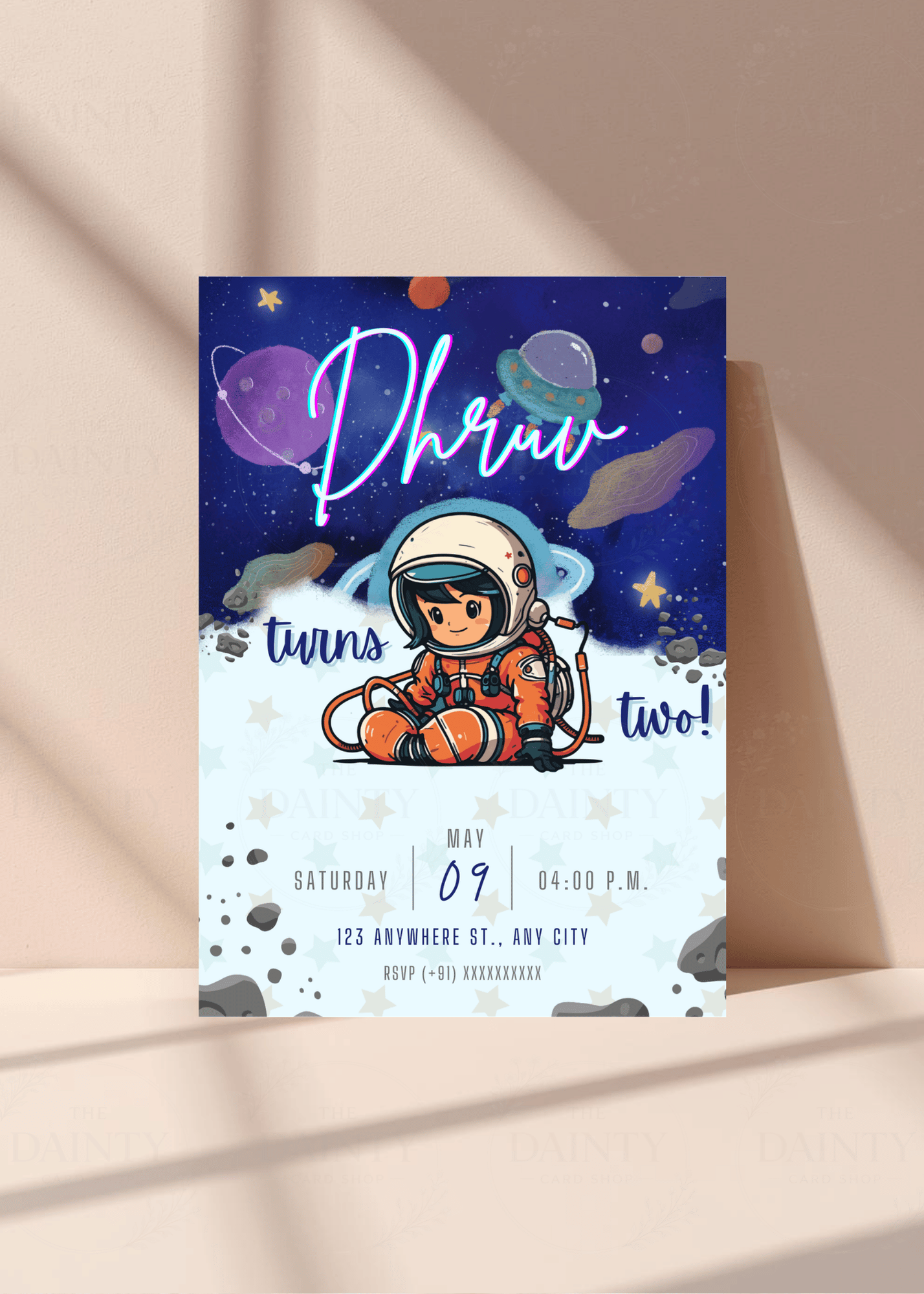 Spaced out | Birthday party Editable Digital Invitation Template | Canva Invitation | Printable & WhatsApp Invite | Instant Download