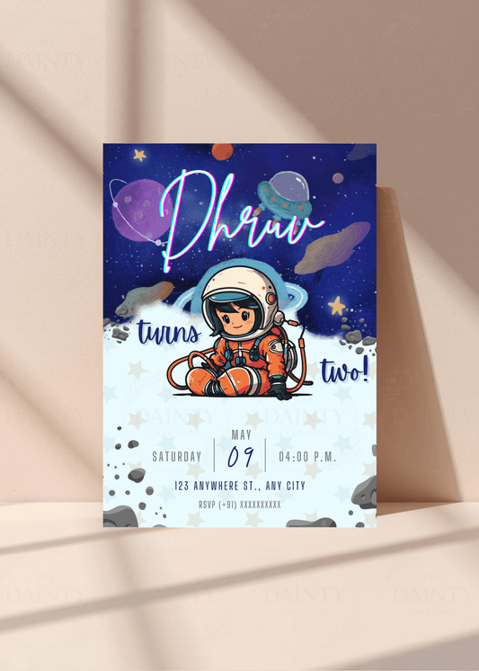 Spaced out | Birthday party Editable Digital Invitation Template | Canva Invitation | Printable & WhatsApp Invite | Instant Download