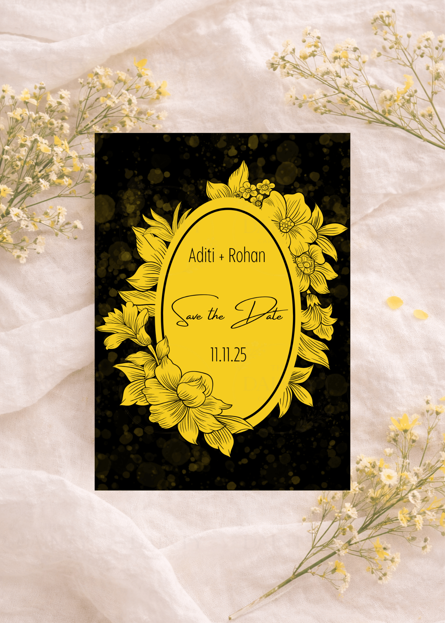 All yellow | Save the date Editable Digital Invitation Template | Canva Invitation | Printable & WhatsApp Invite | Instant Download