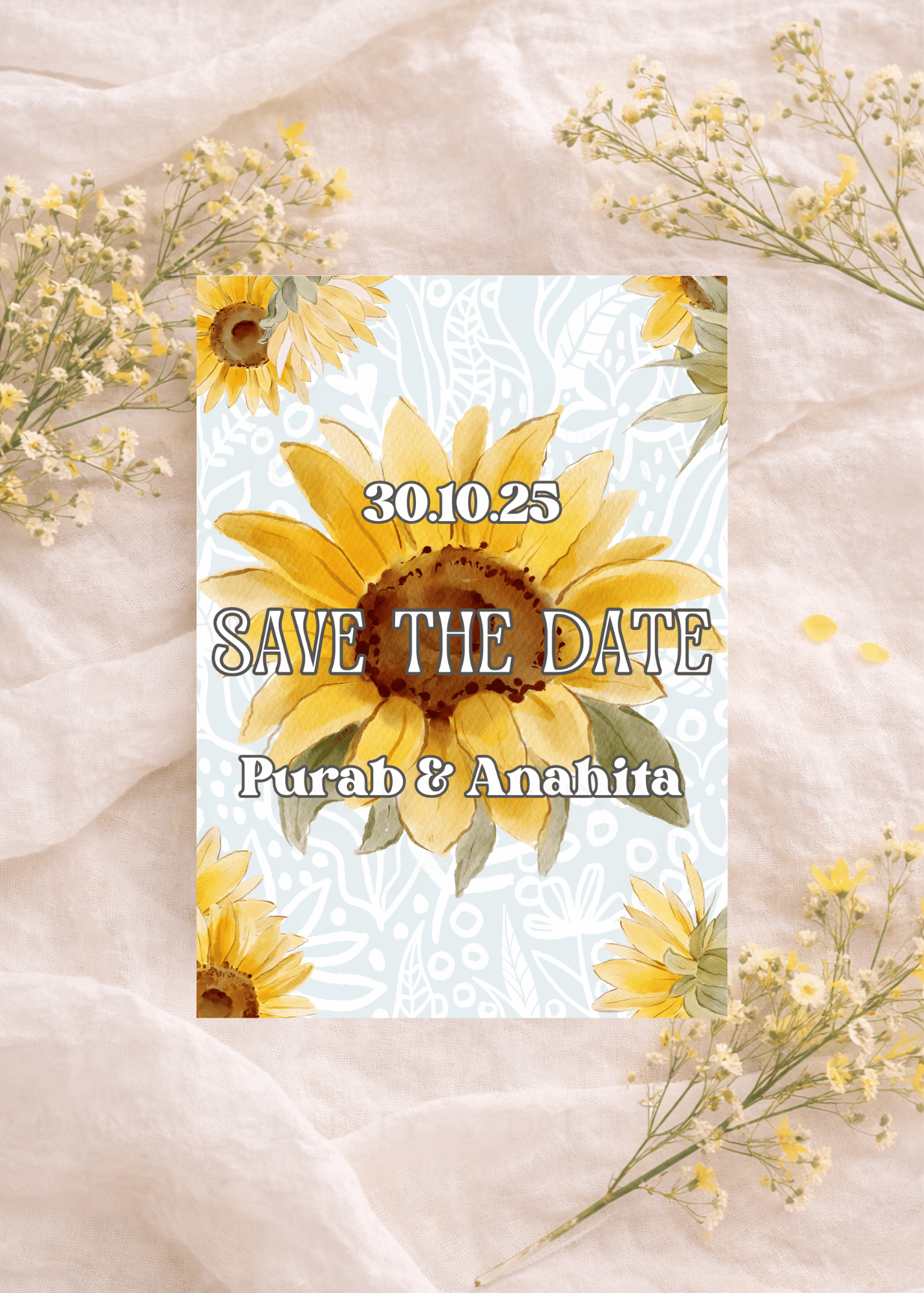 Sunflower | Save the date Editable Digital Invitation Template | Canva Invitation | Printable & WhatsApp Invite | Instant Download