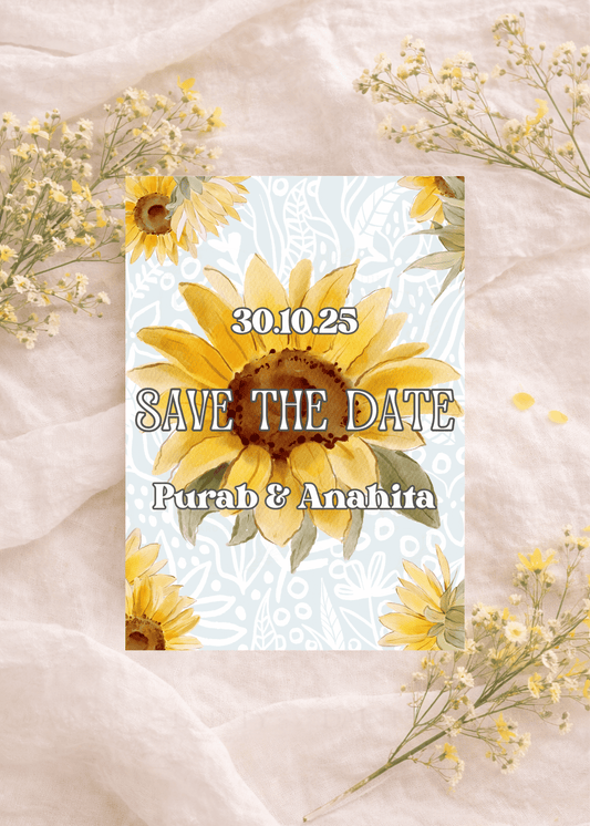 Sunflower | Save the date Editable Digital Invitation Template | Canva Invitation | Printable & WhatsApp Invite | Instant Download