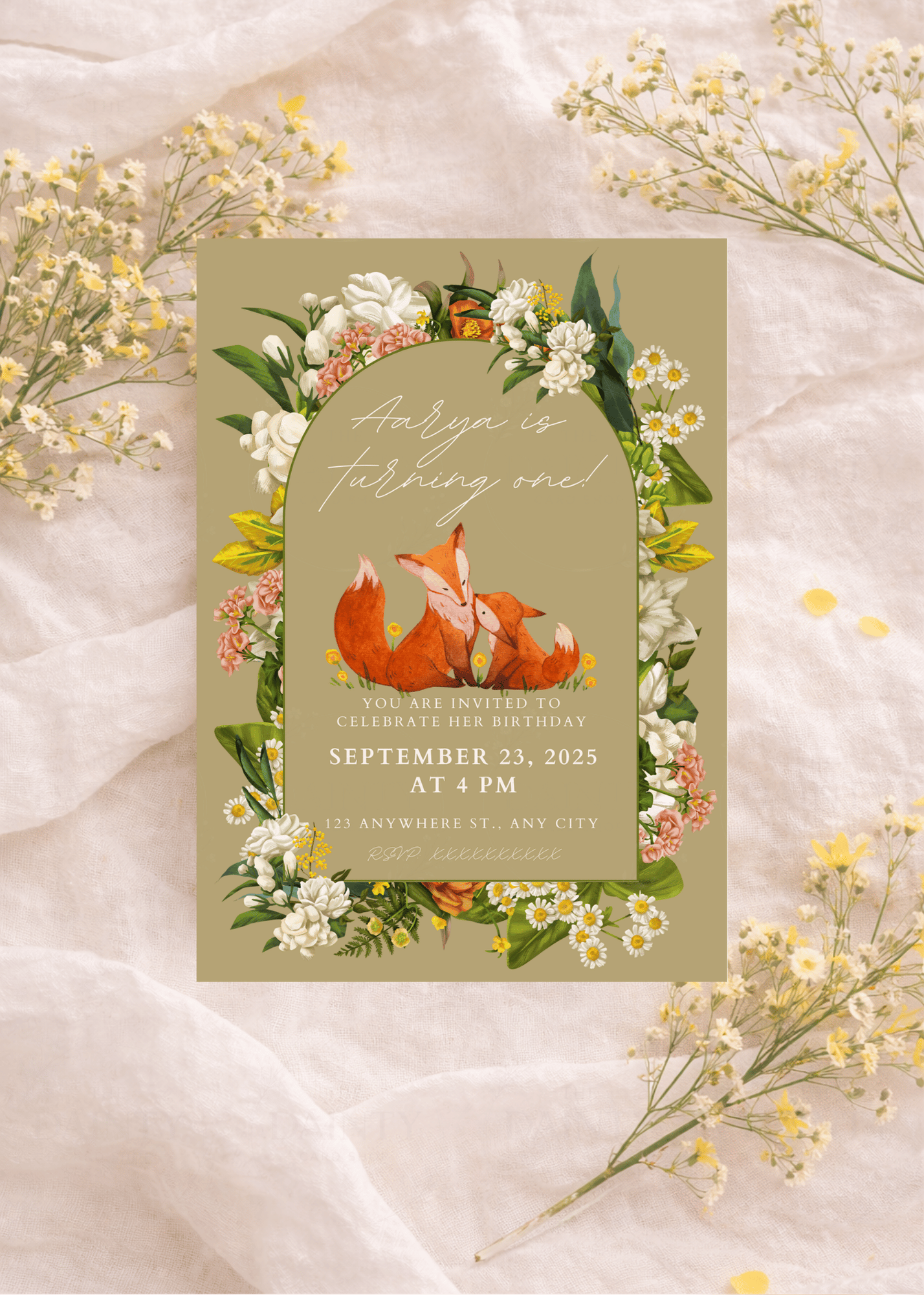 Baby fox | Birthday Party Editable Digital Invitation Template | Canva Invitation | Printable & WhatsApp Invite | Instant Download