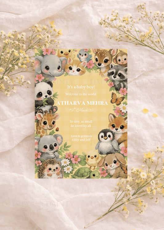 Welcome to the jungle | Birth announcement Editable Digital Invitation Template | Canva Invitation | Printable & WhatsApp Invite | Instant Download