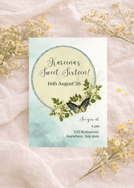 Butterfly magic | Birthday party Editable Digital Invitation Template | Canva Invitation | Printable & WhatsApp Invite | Instant Download