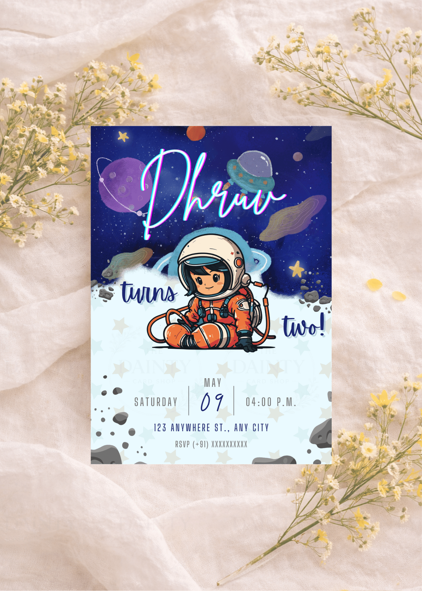 Spaced out | Birthday party Editable Digital Invitation Template | Canva Invitation | Printable & WhatsApp Invite | Instant Download