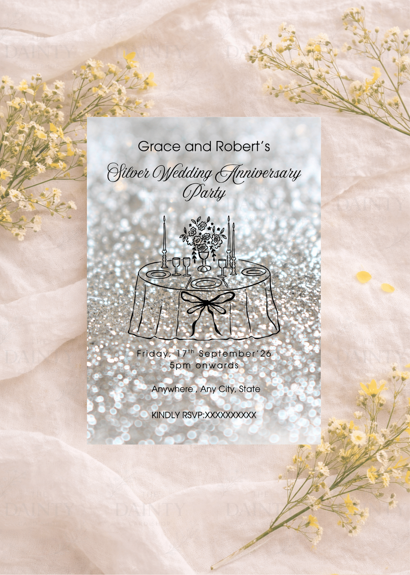 Glamorous 25 | Wedding anniversary party Invitation Template | Canva Invitation | Printable & WhatsApp Invite | Instant Download