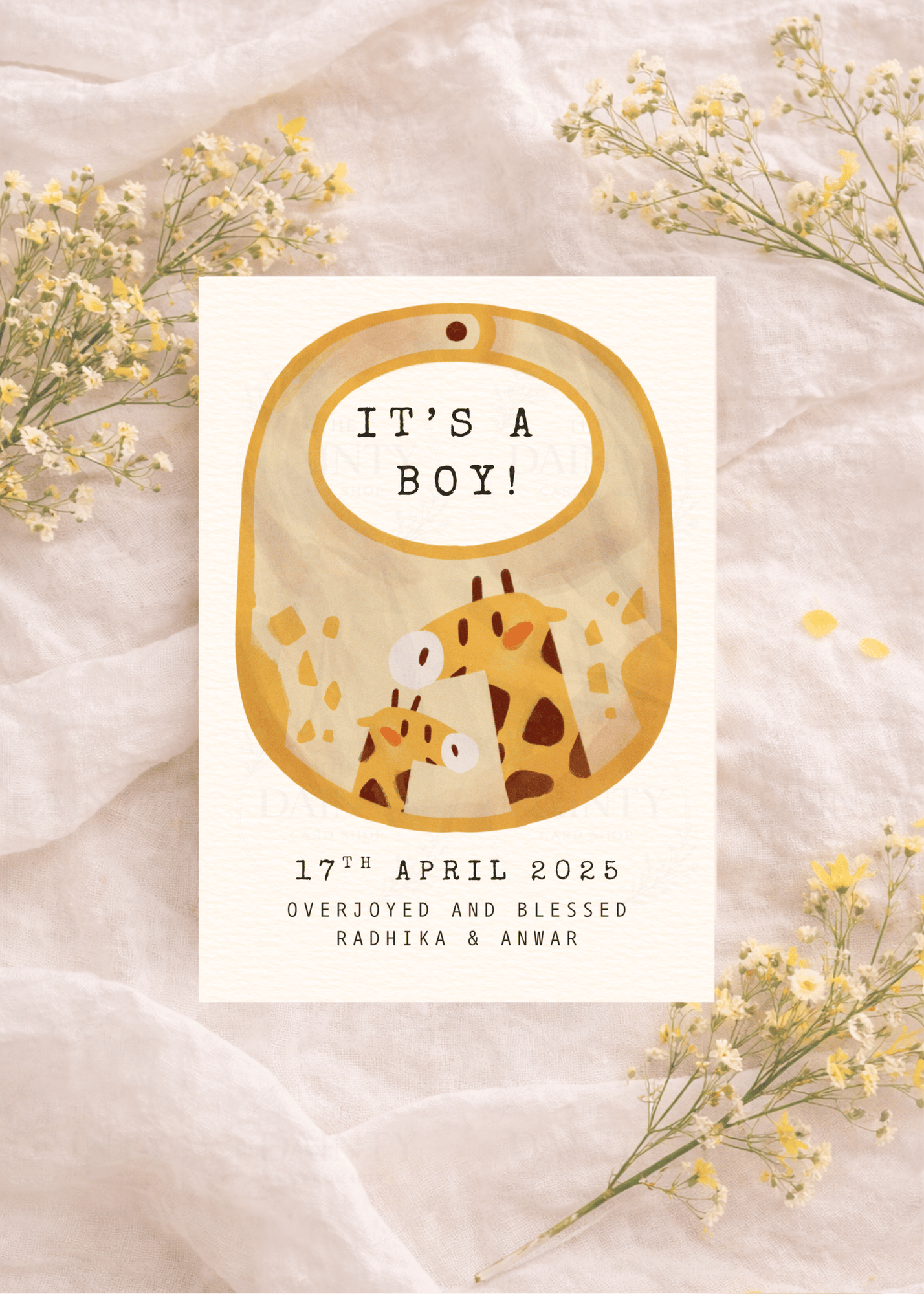 Giraffe bib | Birth announcement Editable Digital Invitation Template | Canva Invitation | Printable & WhatsApp Invite | Instant Download