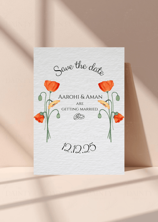 Poppies | Save the date Editable Digital Invitation Template | Canva Invitation | Printable & WhatsApp Invite | Instant Download