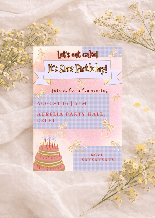 Gingham girl | Birthday party Editable Digital Invitation Template | Canva Invitation | Printable & WhatsApp Invite | Instant Download