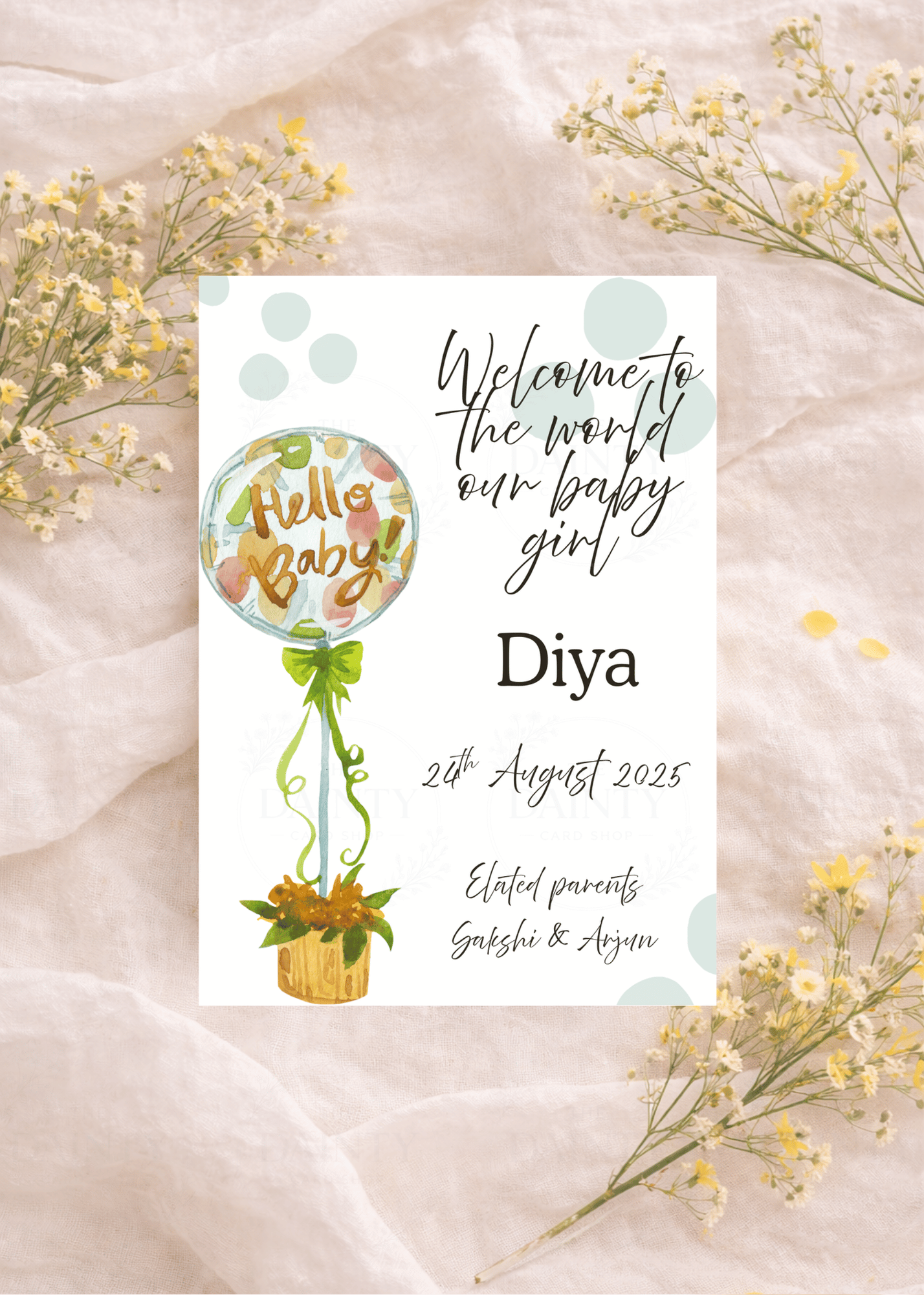 Balloon | Birth announcement Editable Digital Invitation Template | Canva Invitation | Printable & WhatsApp Invite | Instant Download