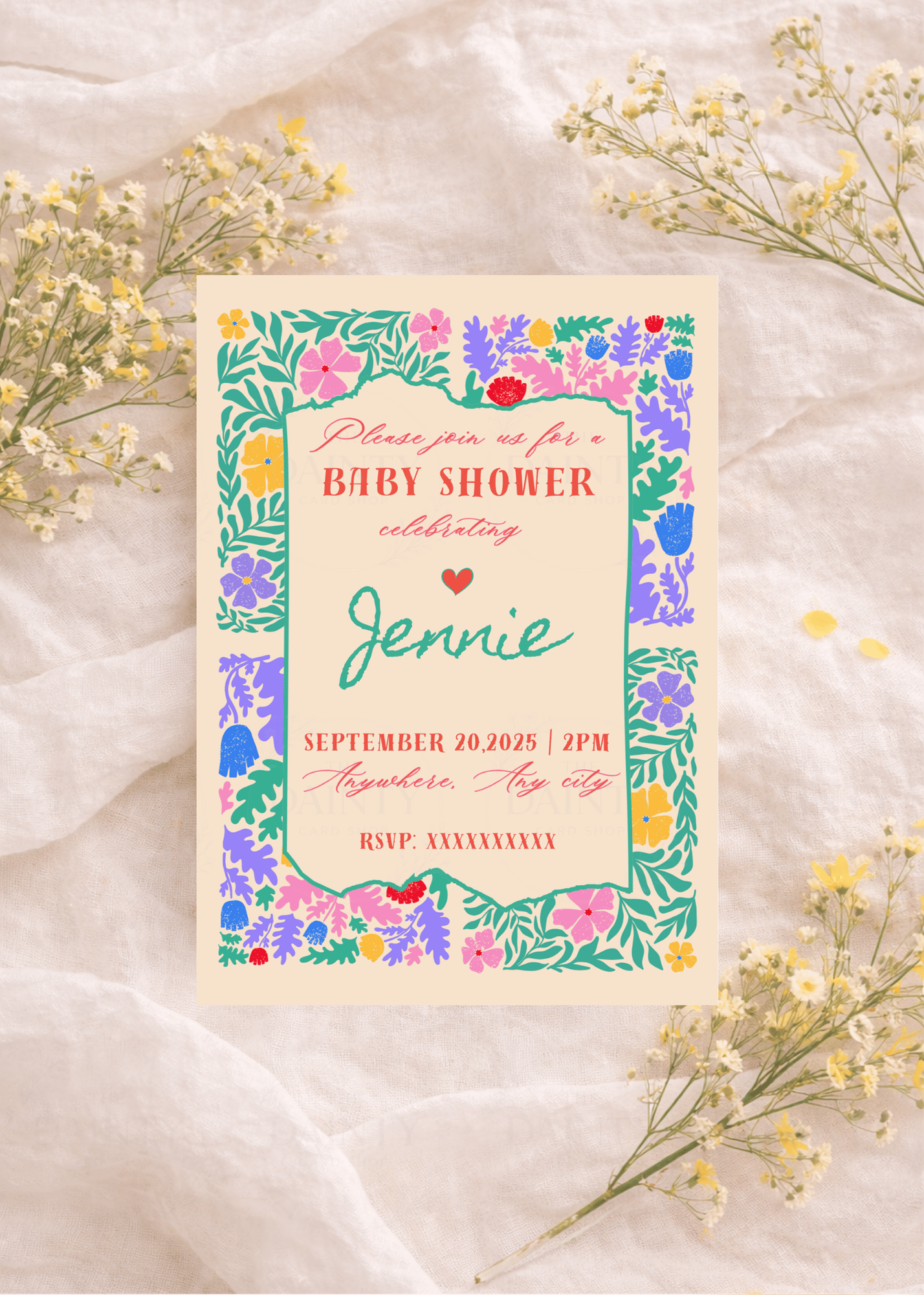 Flower galore | Baby shower Editable Digital Invitation Template | Canva Invitation | Printable & WhatsApp Invite | Instant Download