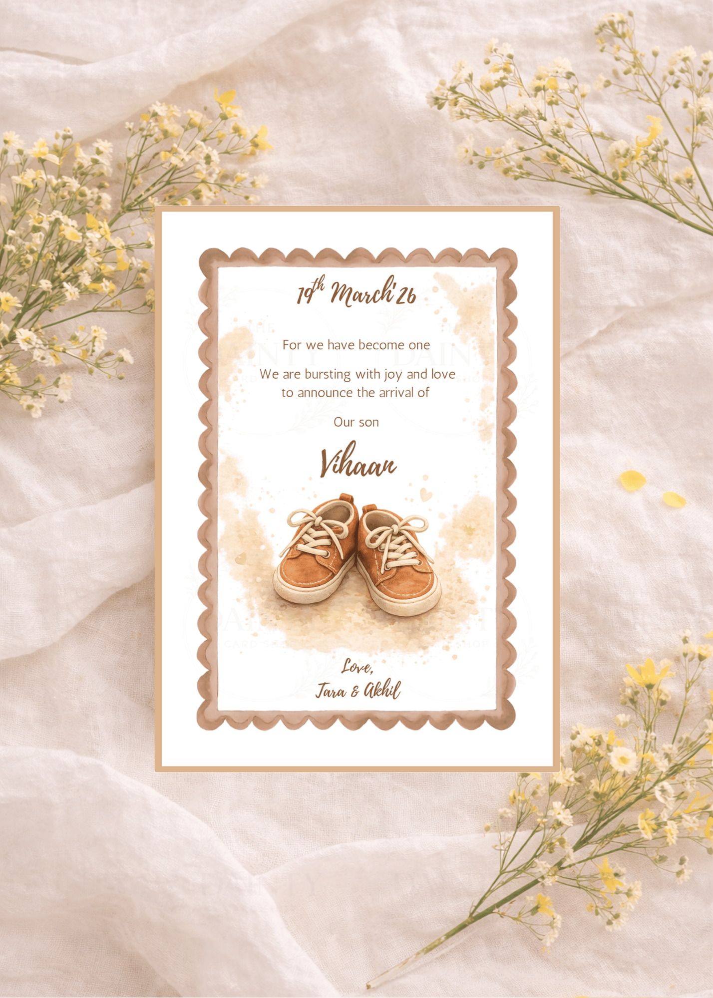 Tiny shoes | Birth announcement Editable Digital Invitation Template | Canva Invitation | Printable & WhatsApp Invite | Instant Download