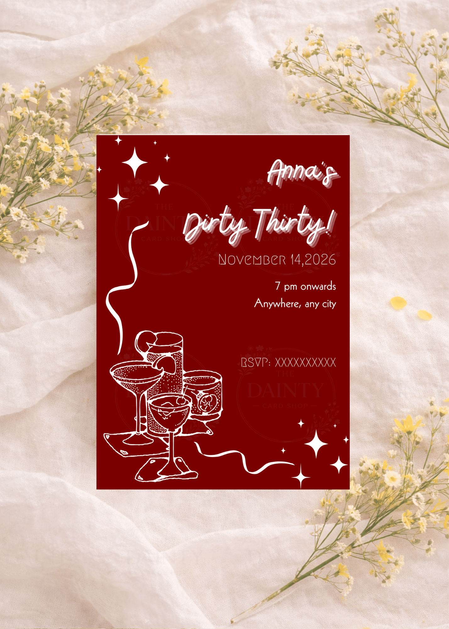 Dirty 30 | Birthday party Editable Digital Invitation Template | Canva Invitation | Printable & WhatsApp Invite | Instant Download